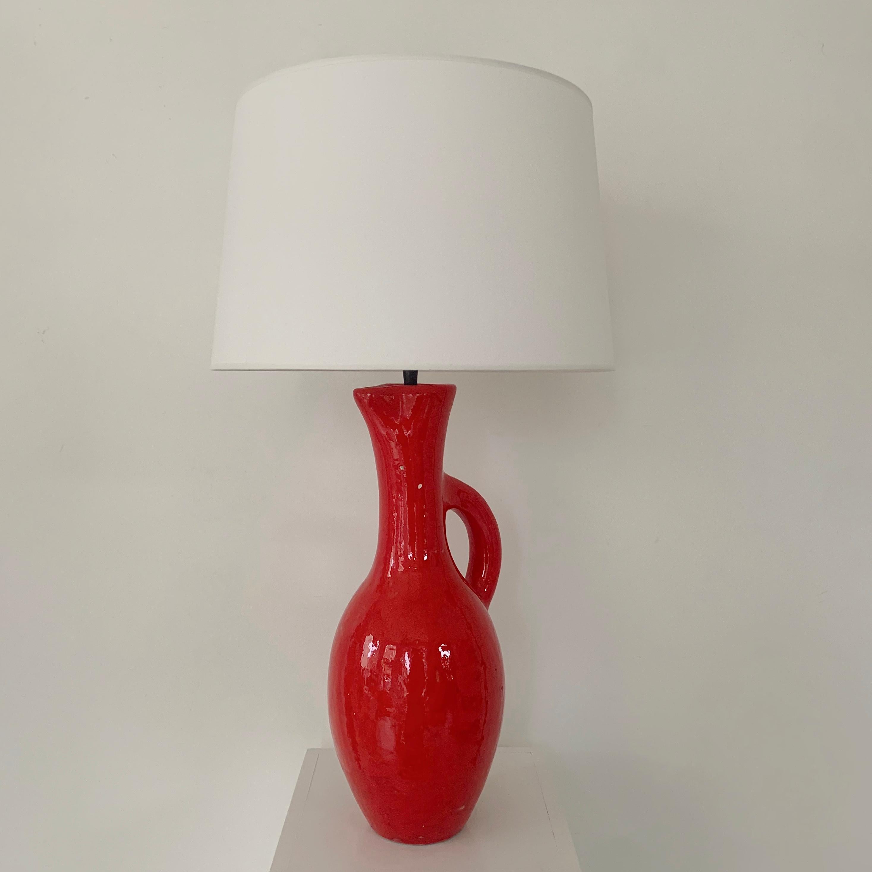 Mid-20th Century Les Archanges/Gilbert Valentin Large Signed Table Lamp, 1950s, Vallauris.
