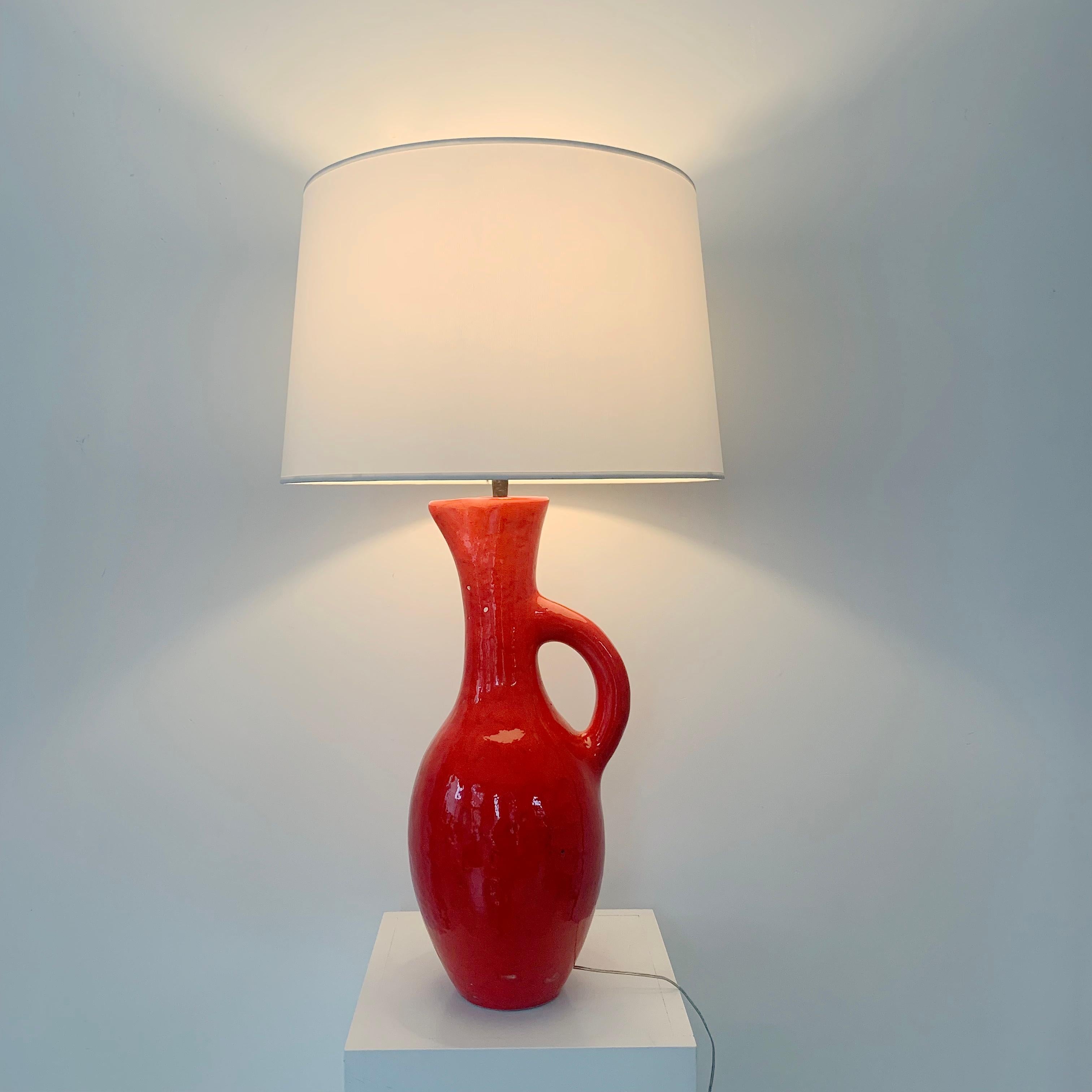 Les Archanges/Gilbert Valentin Large Signed Table Lamp, 1950s, Vallauris. 1