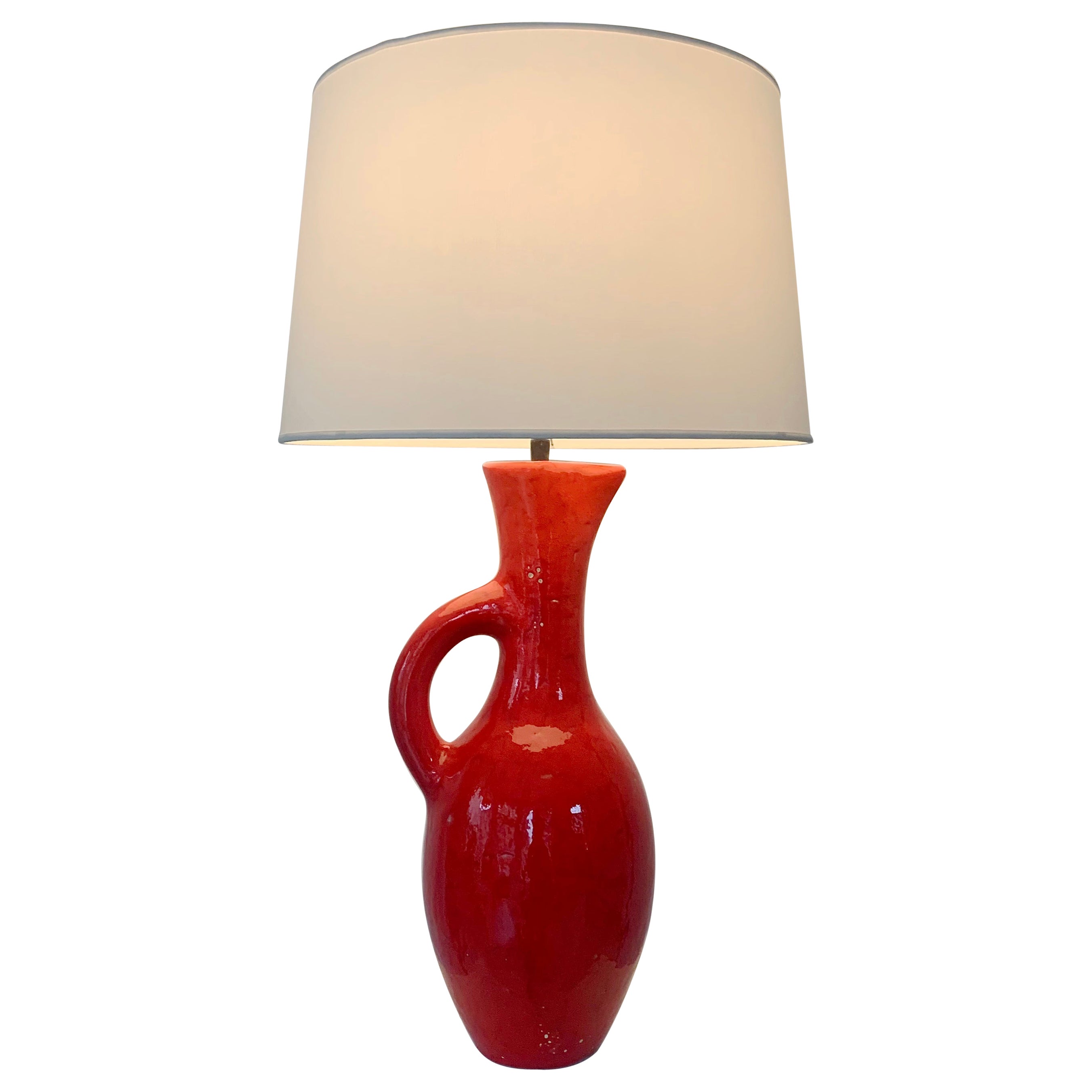 Les Archanges/Gilbert Valentin Grande lampe de table signée, années 1950, Vallauris. en vente