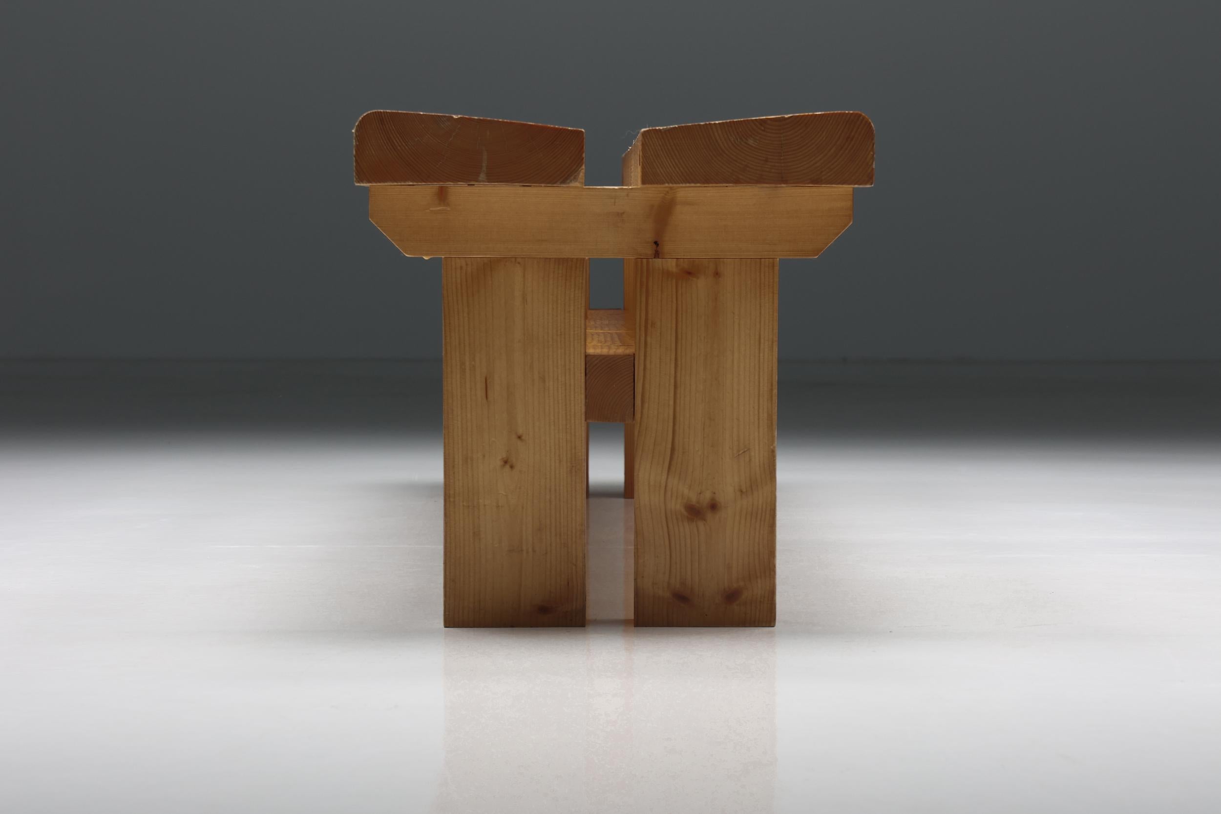 Les Arcs Bench with Backrest by Charlotte Perriand, France, 1970s In Excellent Condition For Sale In Antwerp, BE