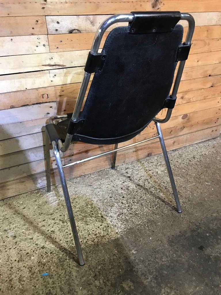 Les Arcs Black Stained Chairs Chosen by Charlotte Perriand, 1960s, Set of Four 4