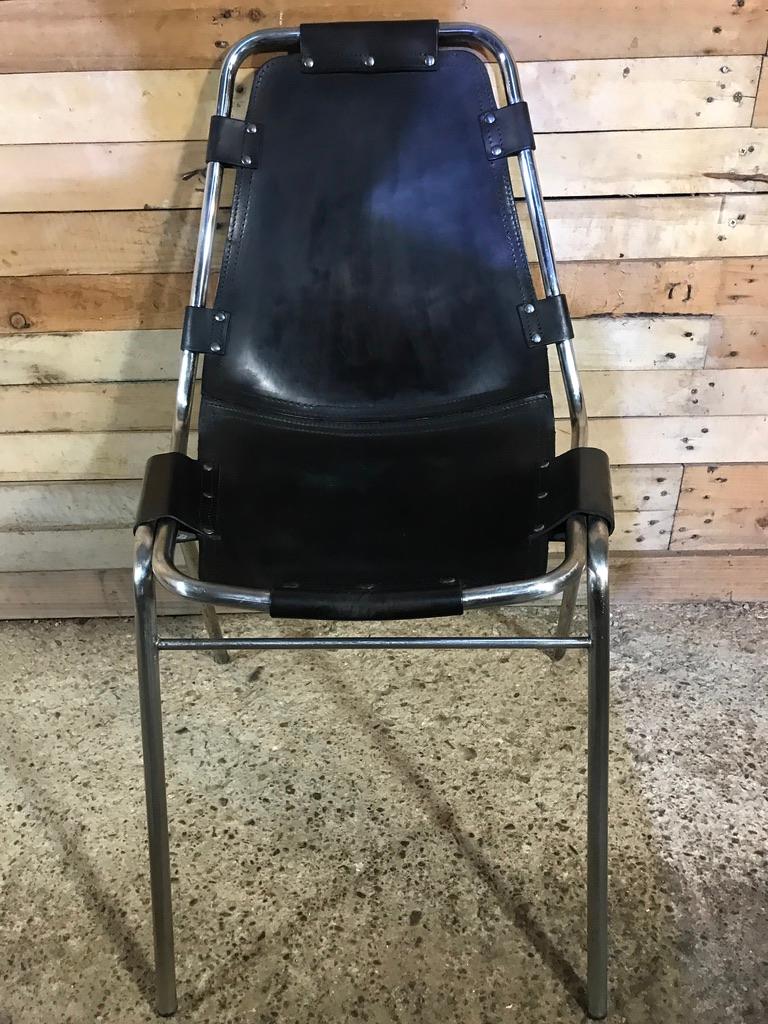 Les Arcs Black Stained Chairs Chosen by Charlotte Perriand, 1960s, Set of Four For Sale 9