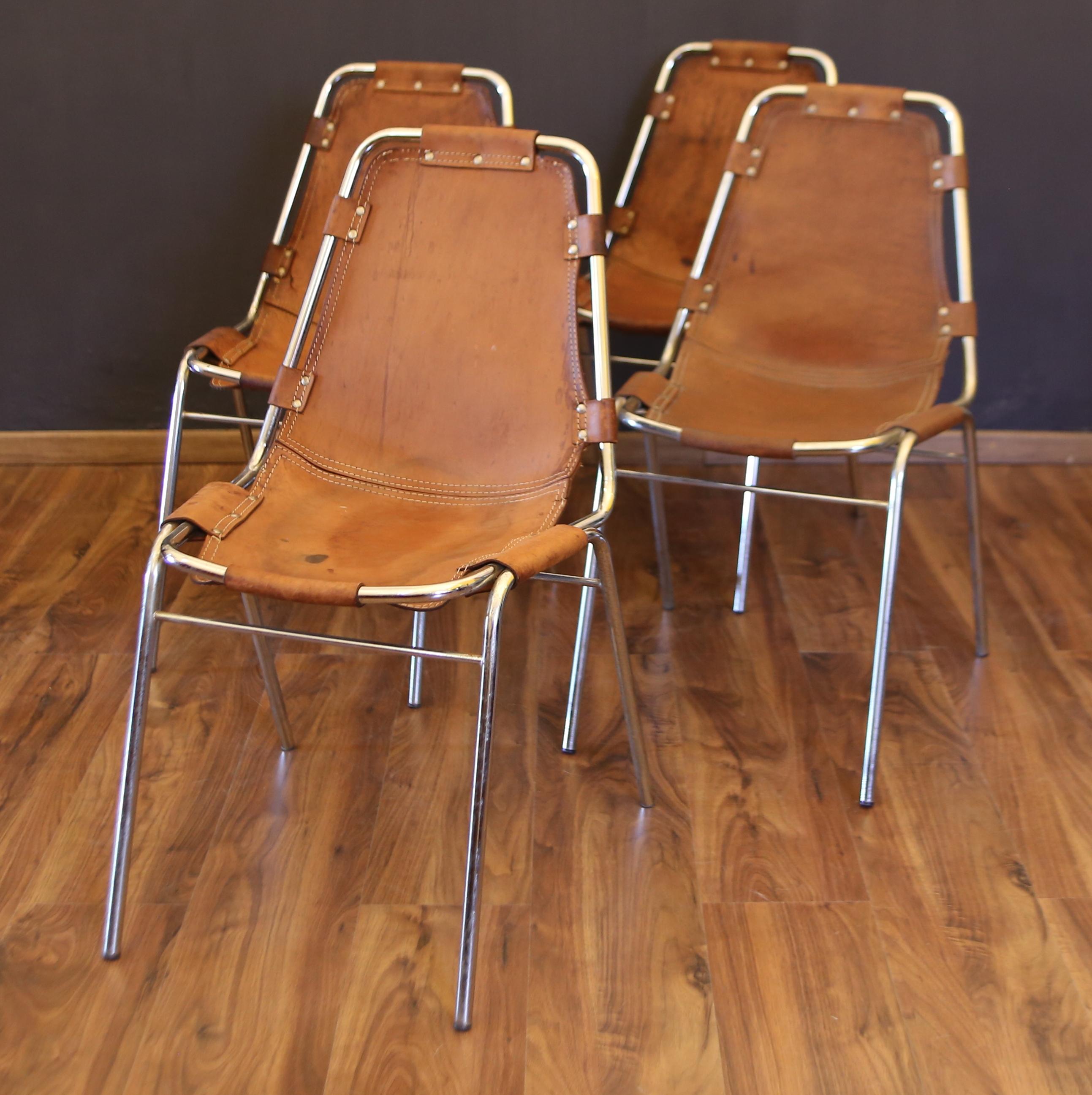 Les Arcs Chairs  by Charlotte Perriand, 1960s. In Fair Condition In Vigevano, PV
