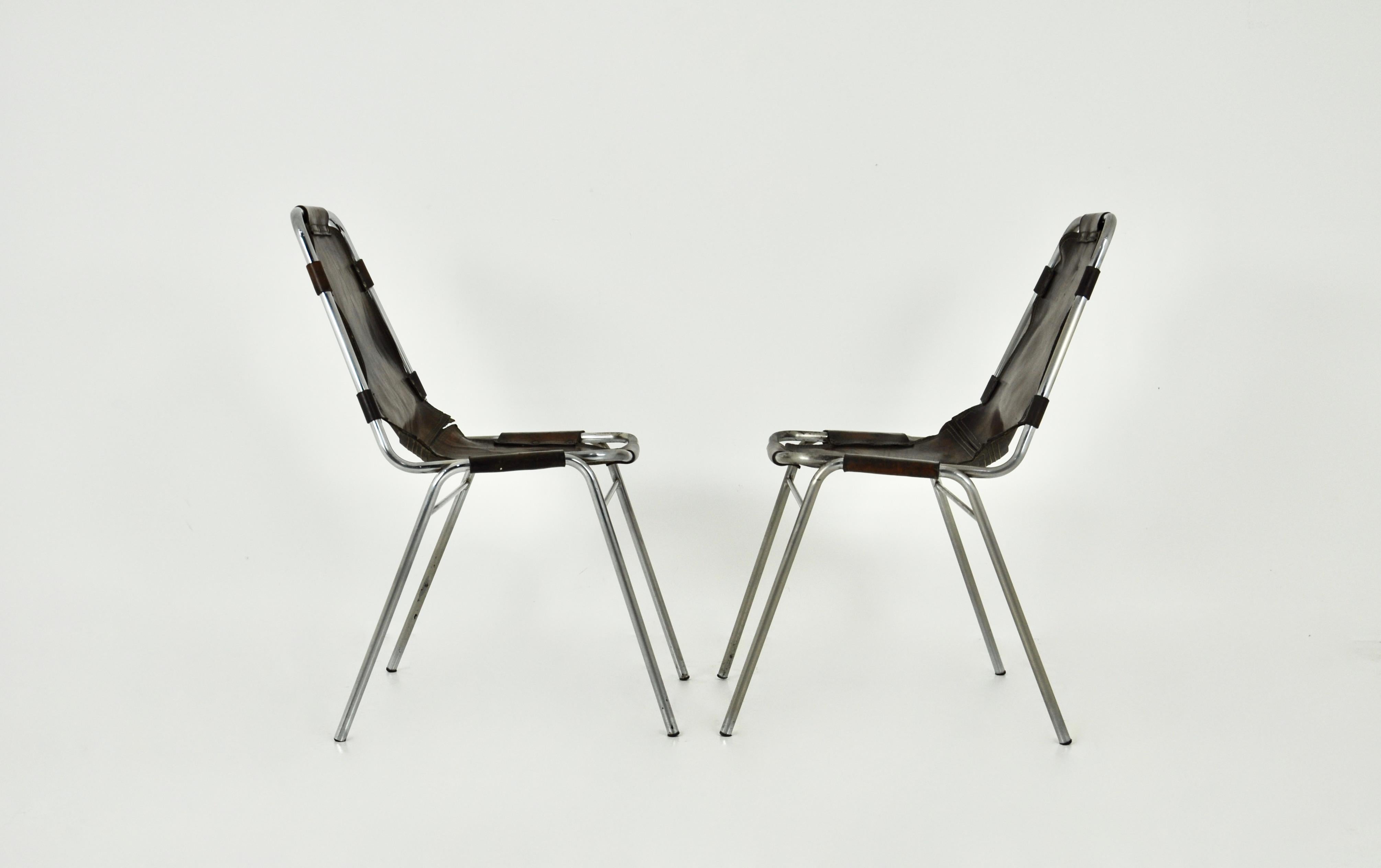 Les Arcs Chairs by Charlotte Perriand, 1960s, Set of 2 In Good Condition In Lasne, BE