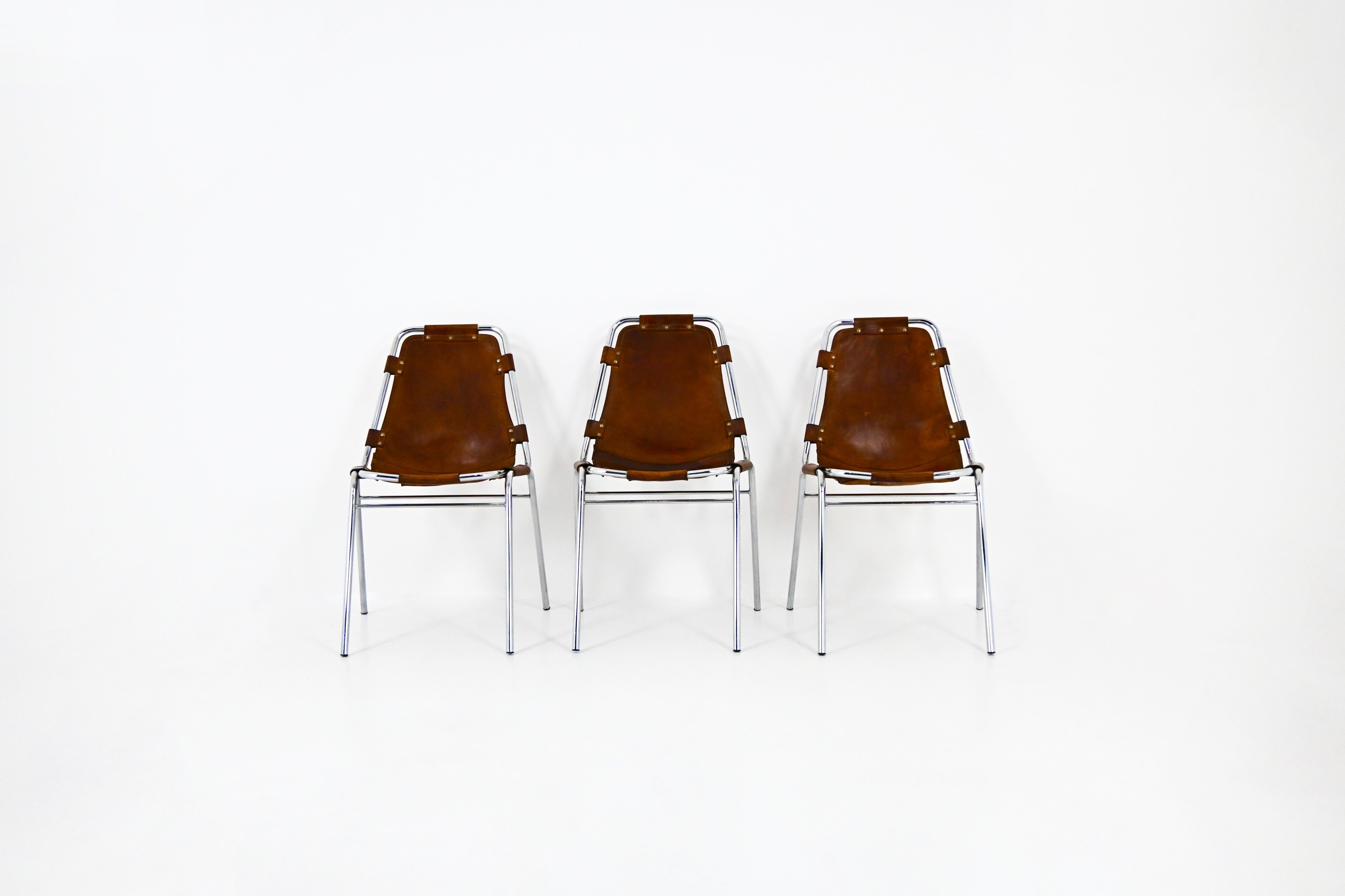 Mid-Century Modern Les Arcs Chairs by Charlotte Perriand, 1960s, Set of 3 For Sale