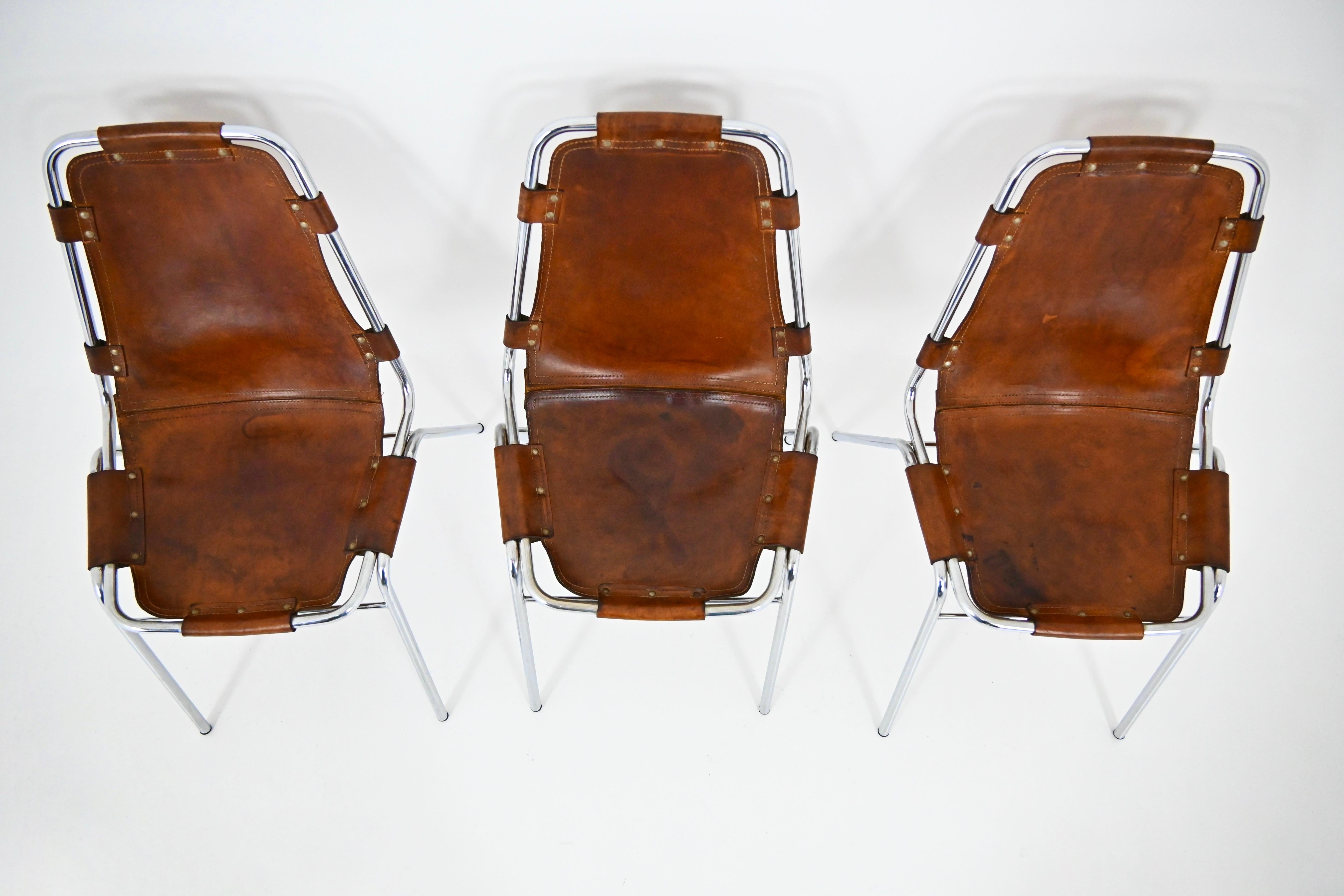 Metal Les Arcs Chairs by Charlotte Perriand, 1960s, Set of 3 For Sale