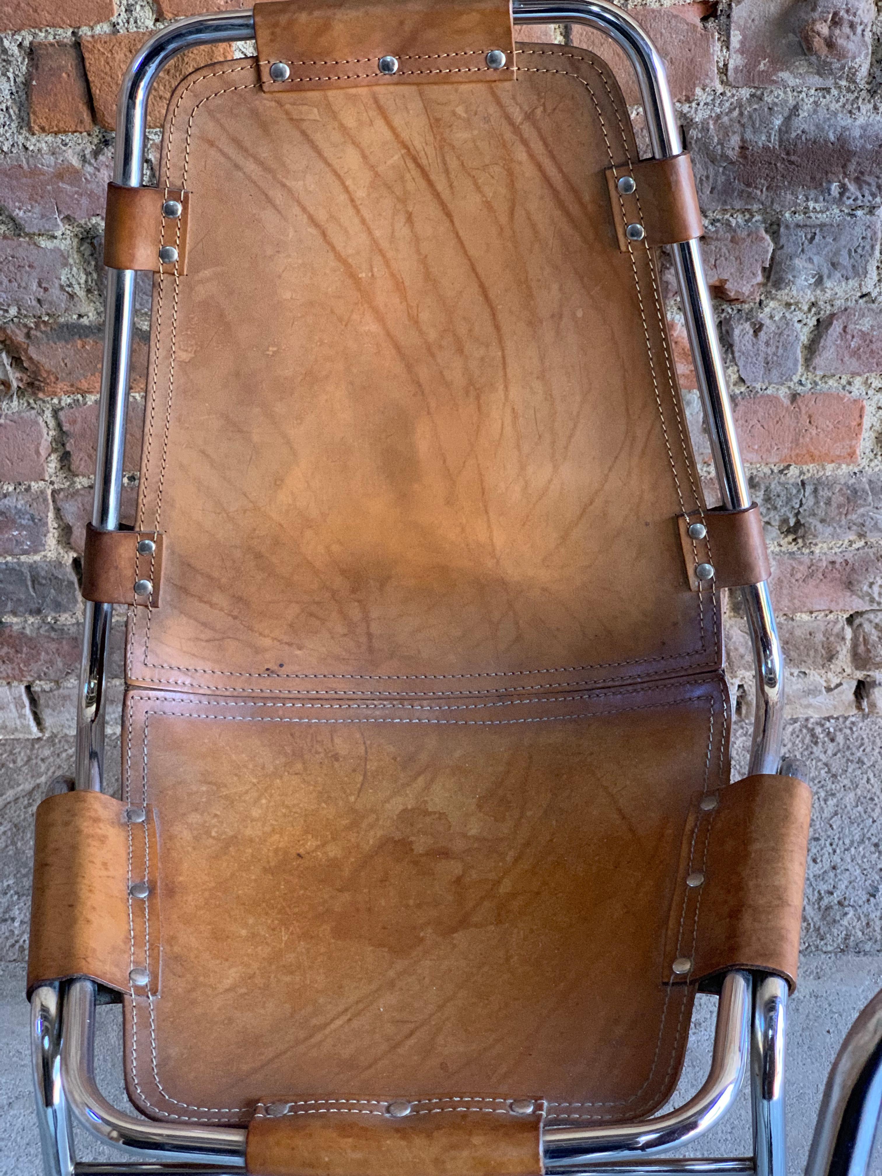 Italian Les Arcs Dining Chairs Leather, Set of Five, 1960s