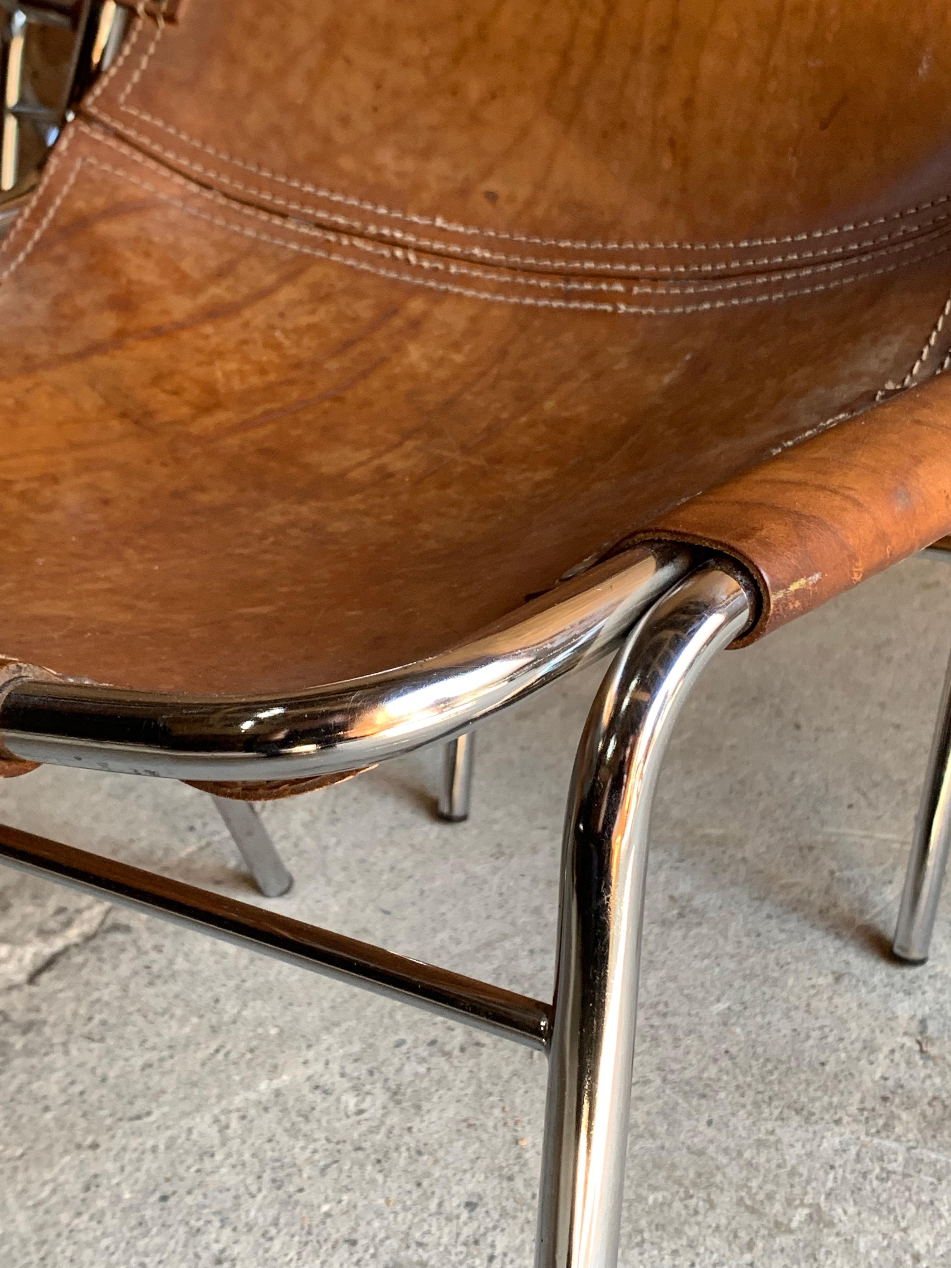 Les Arcs Dining Chairs Leather, Set of Five, 1960s In Excellent Condition In Longdon, Tewkesbury