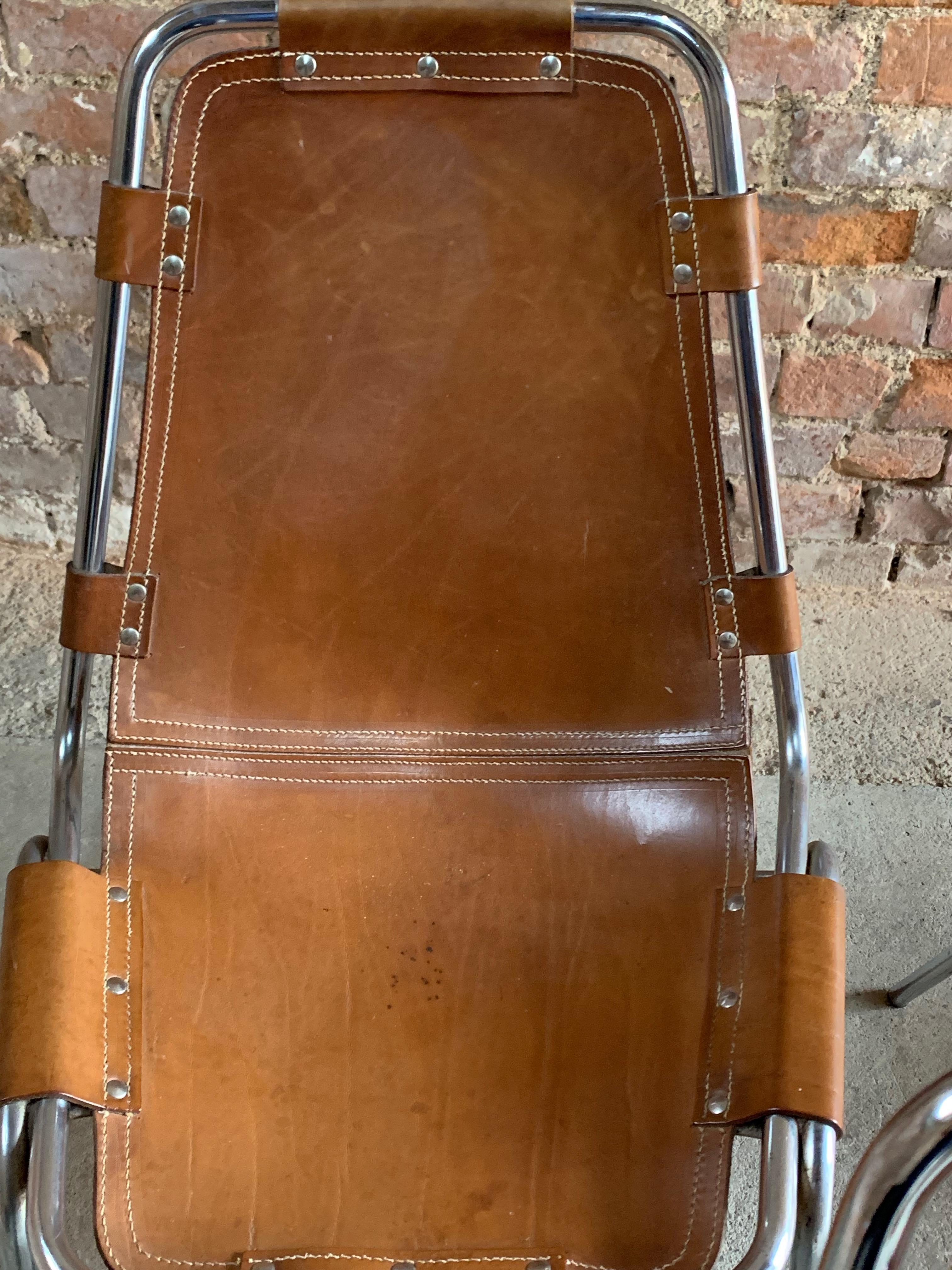 Mid-20th Century Les Arcs Dining Chairs Leather Set of Ten, 1970s