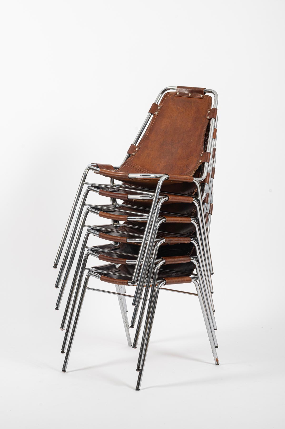 Francese Le sedie Les Arcs scelte da Charlotte Perriand c1960 di Dal Vera in vendita
