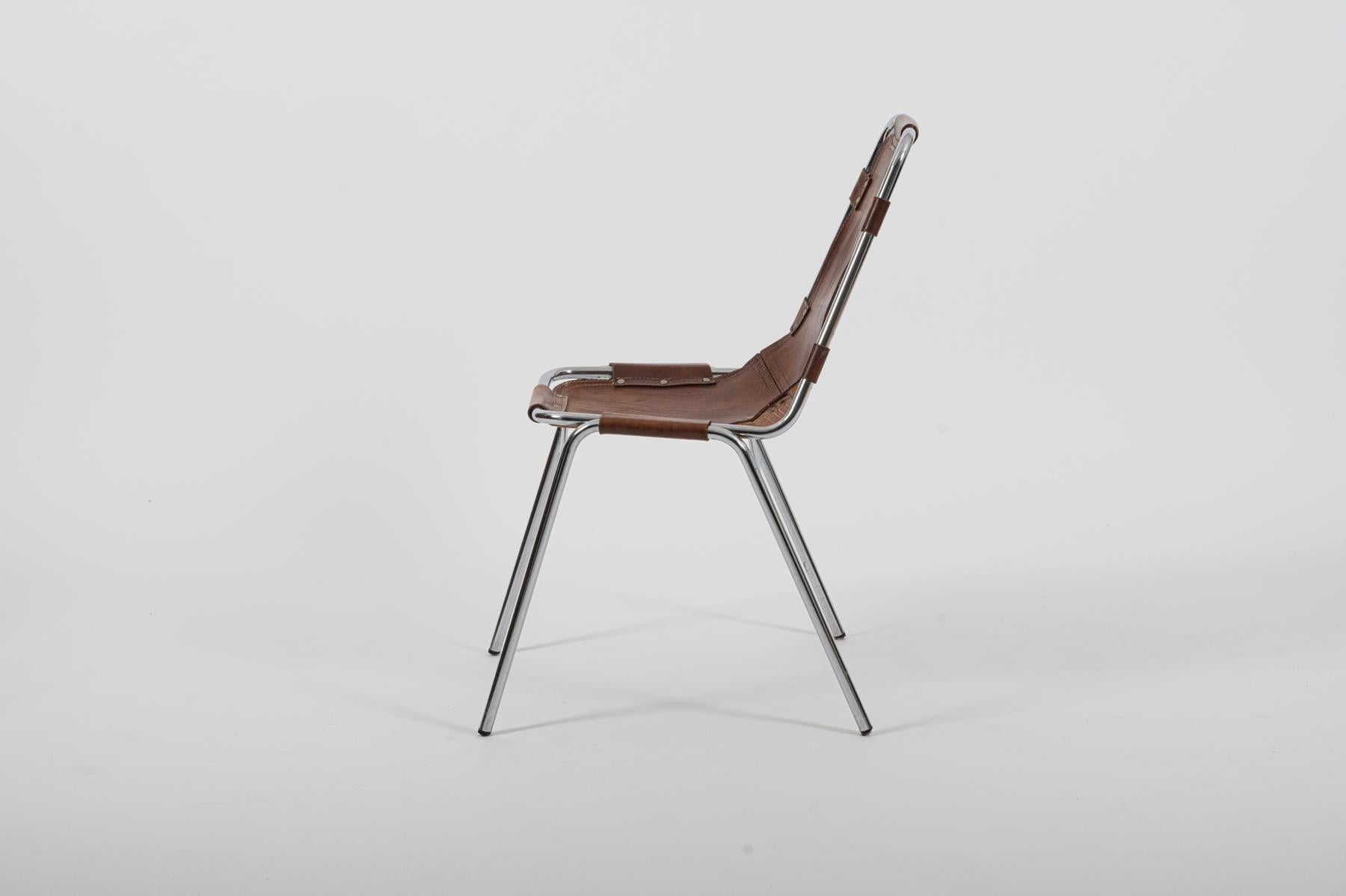 Acciaio Le sedie Les Arcs scelte da Charlotte Perriand c1960 di Dal Vera in vendita