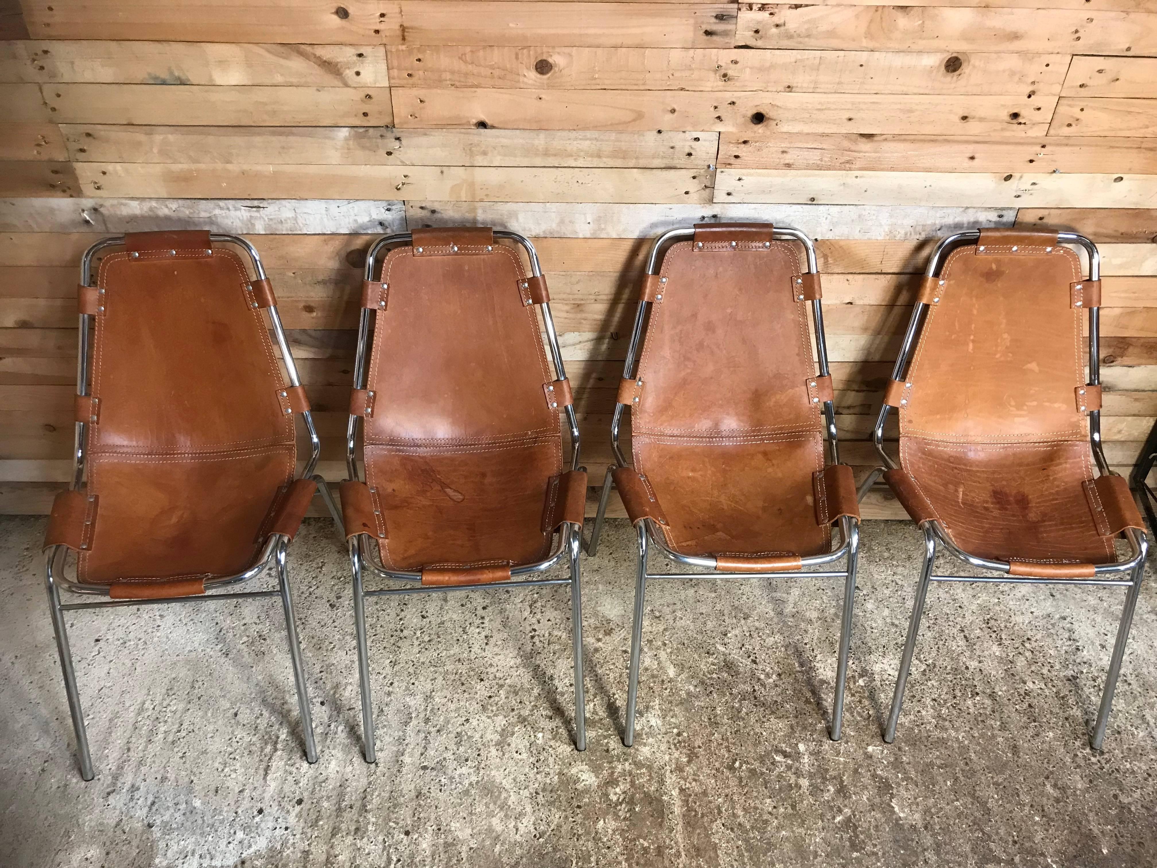 Mid-Century Modern Les Arcs Chairs Chosen by Charlotte Perriand, 1960s, Set of Four For Sale
