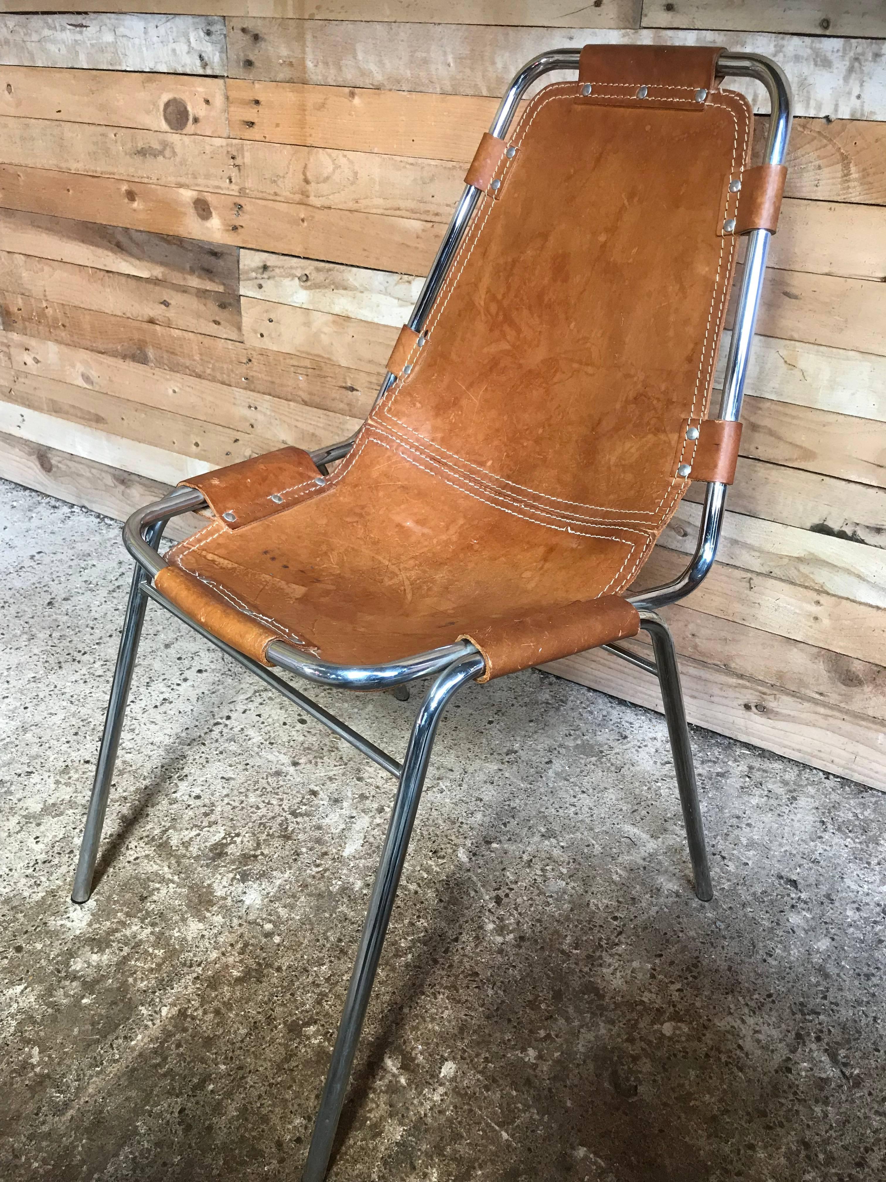 Les Arcs Chairs Chosen by Charlotte Perriand, 1960s, Set of Four In Good Condition For Sale In Markington, GB