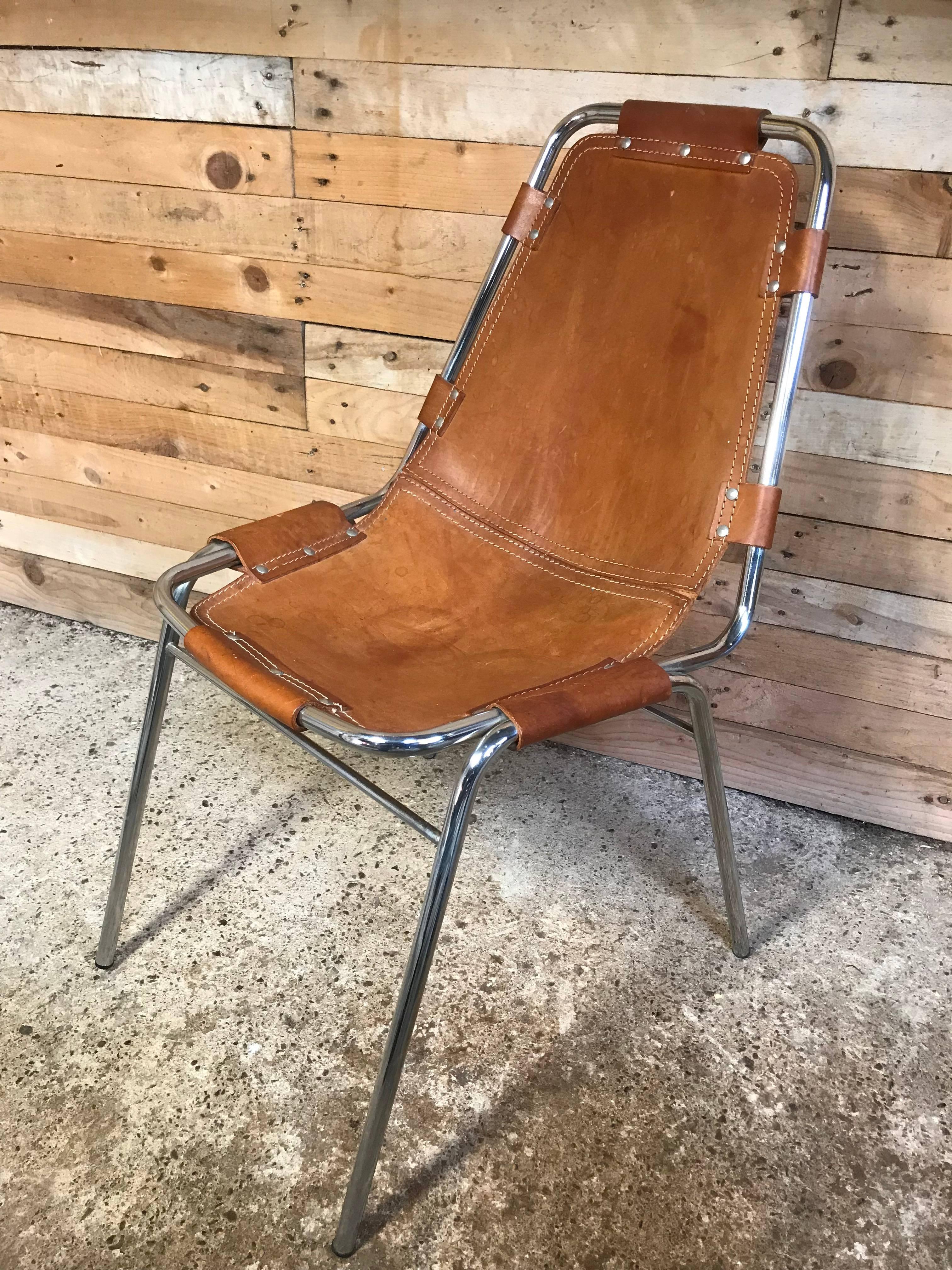 Metal Les Arcs Chairs Chosen by Charlotte Perriand, 1960s, Set of Four For Sale