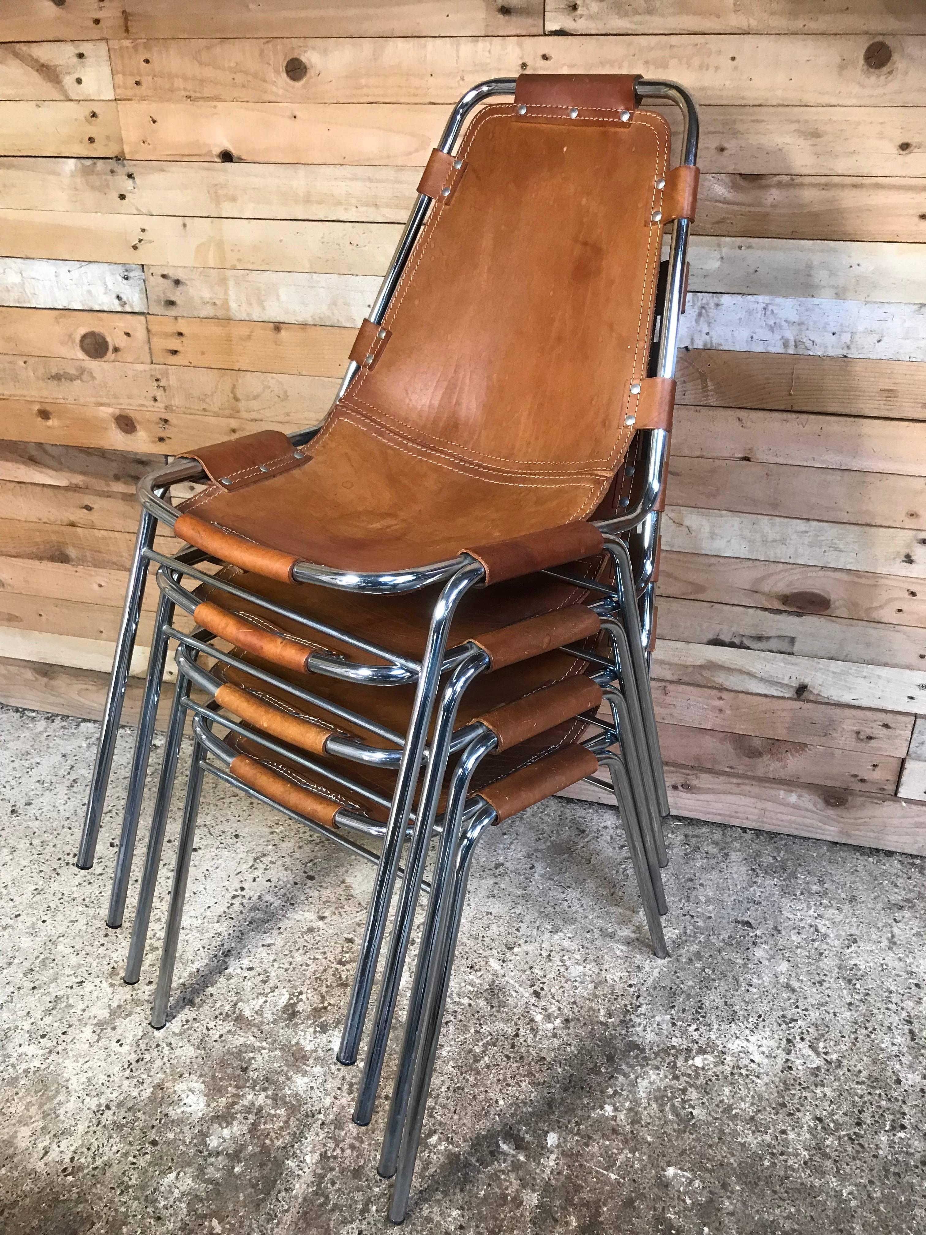 Chaises Les Arcs choisies par Charlotte Perriand, années 1960, ensemble de quatre pièces Bon état - En vente à Markington, GB