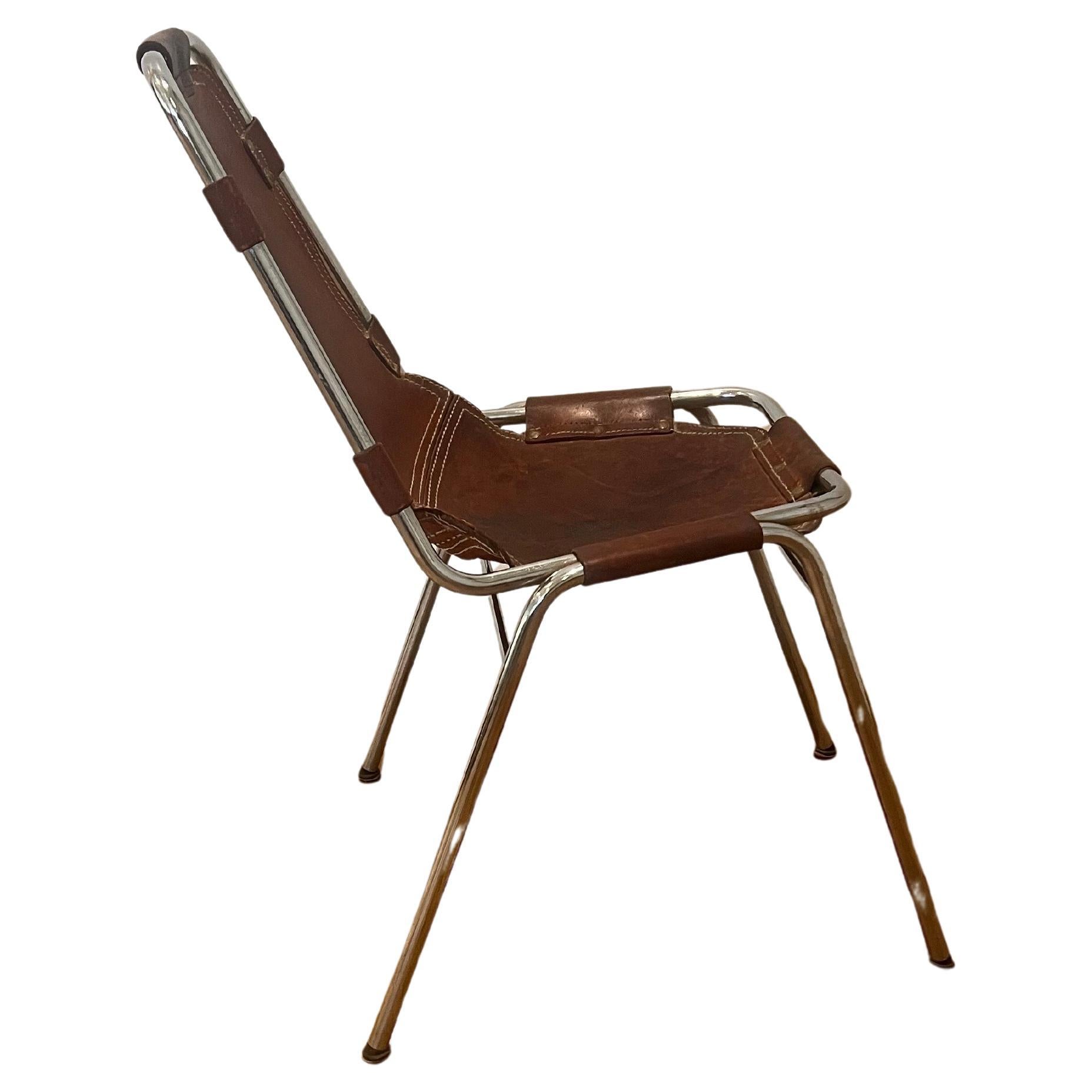 Les Arcs Dining Chair Selected by Charlotte Perriand, Leather, 1960s