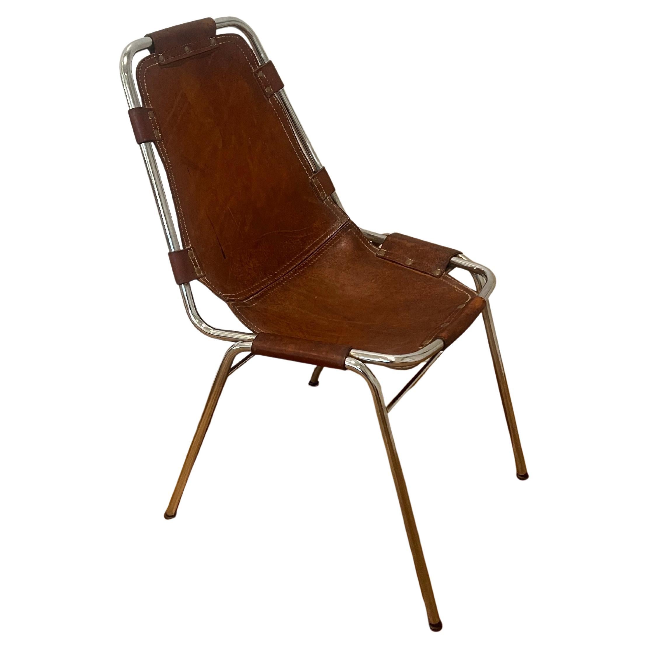 Les Arcs Dining Chair Selected by Charlotte Perriand, Leather, 1960s