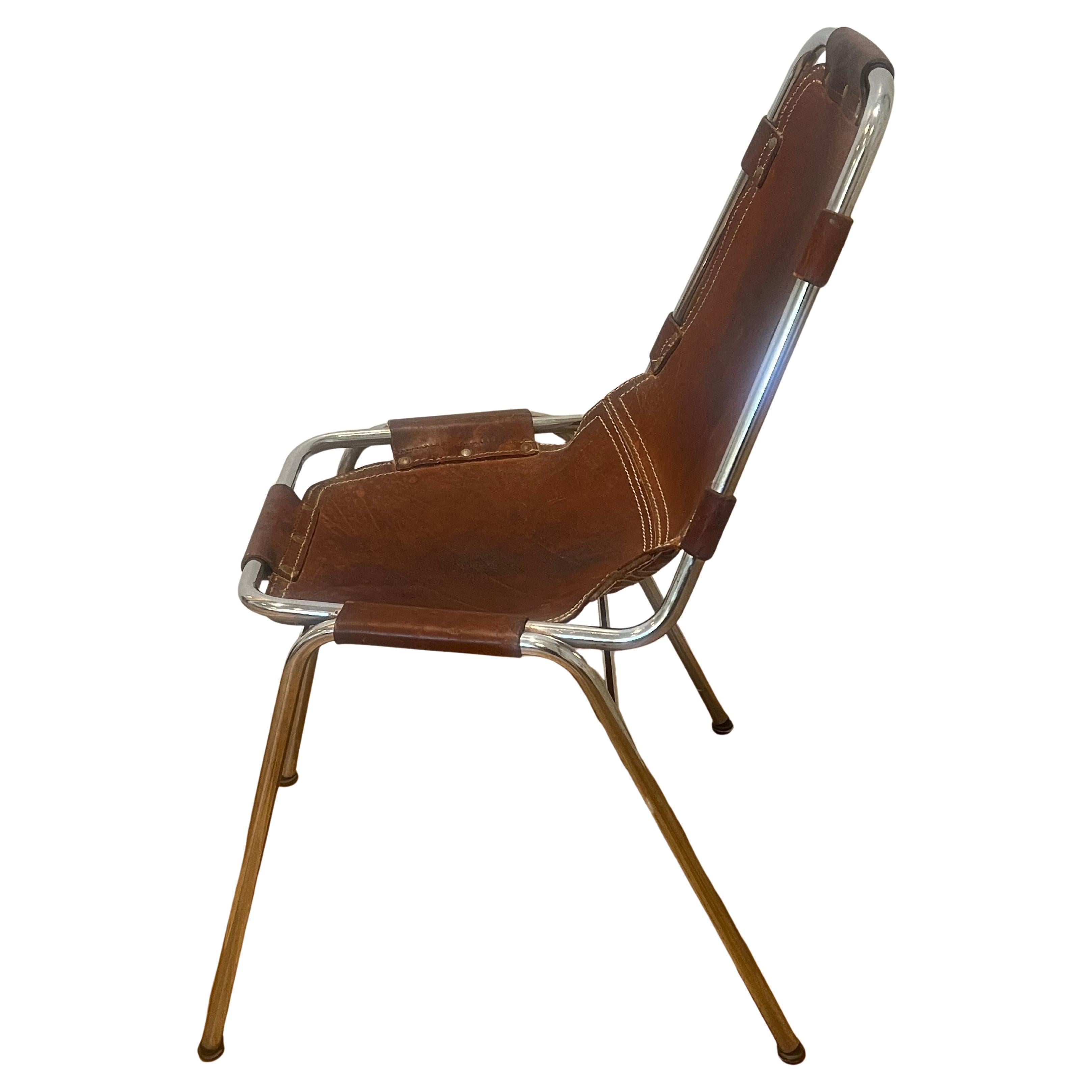 Les Arcs Esszimmerstuhl Ausgewählt von Charlotte Perriand, Neues Leder, 1960er Jahre (Moderne der Mitte des Jahrhunderts) im Angebot