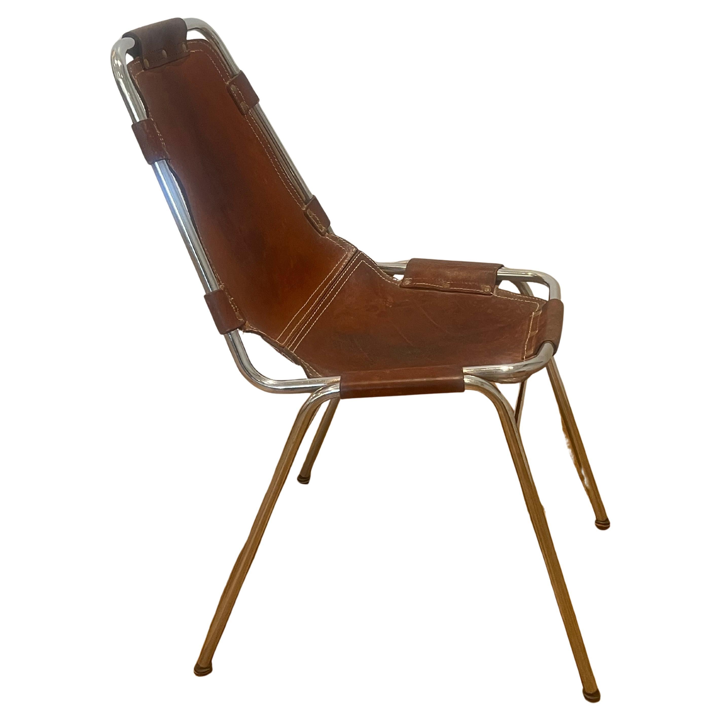 Les Arcs Dining Chair Selected by Charlotte Perriand, Leather, 1960s