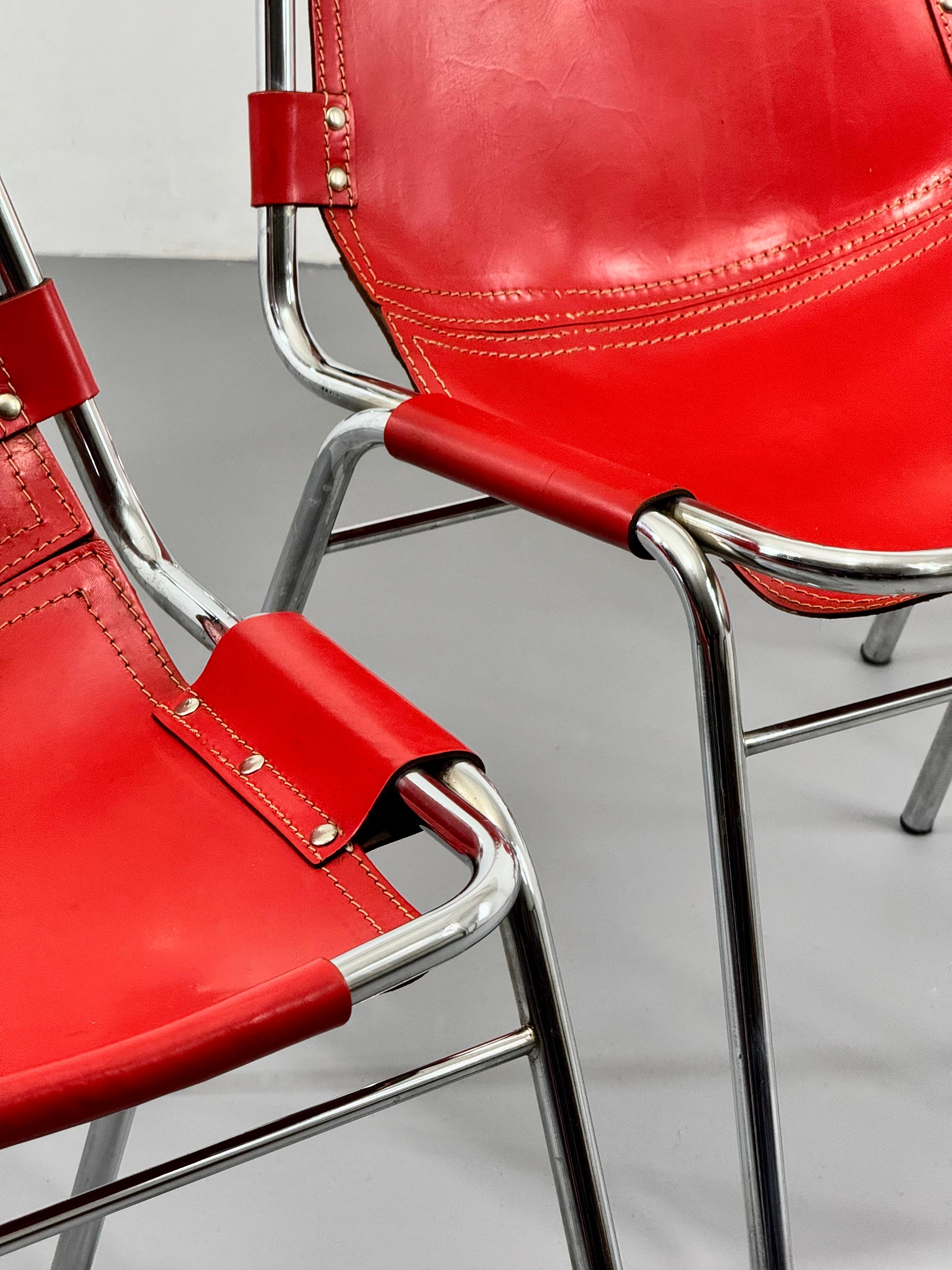 Chaises de salle à manger Les Arcs de DalVera pour les Arcs France rouge des années 1960  en vente 3