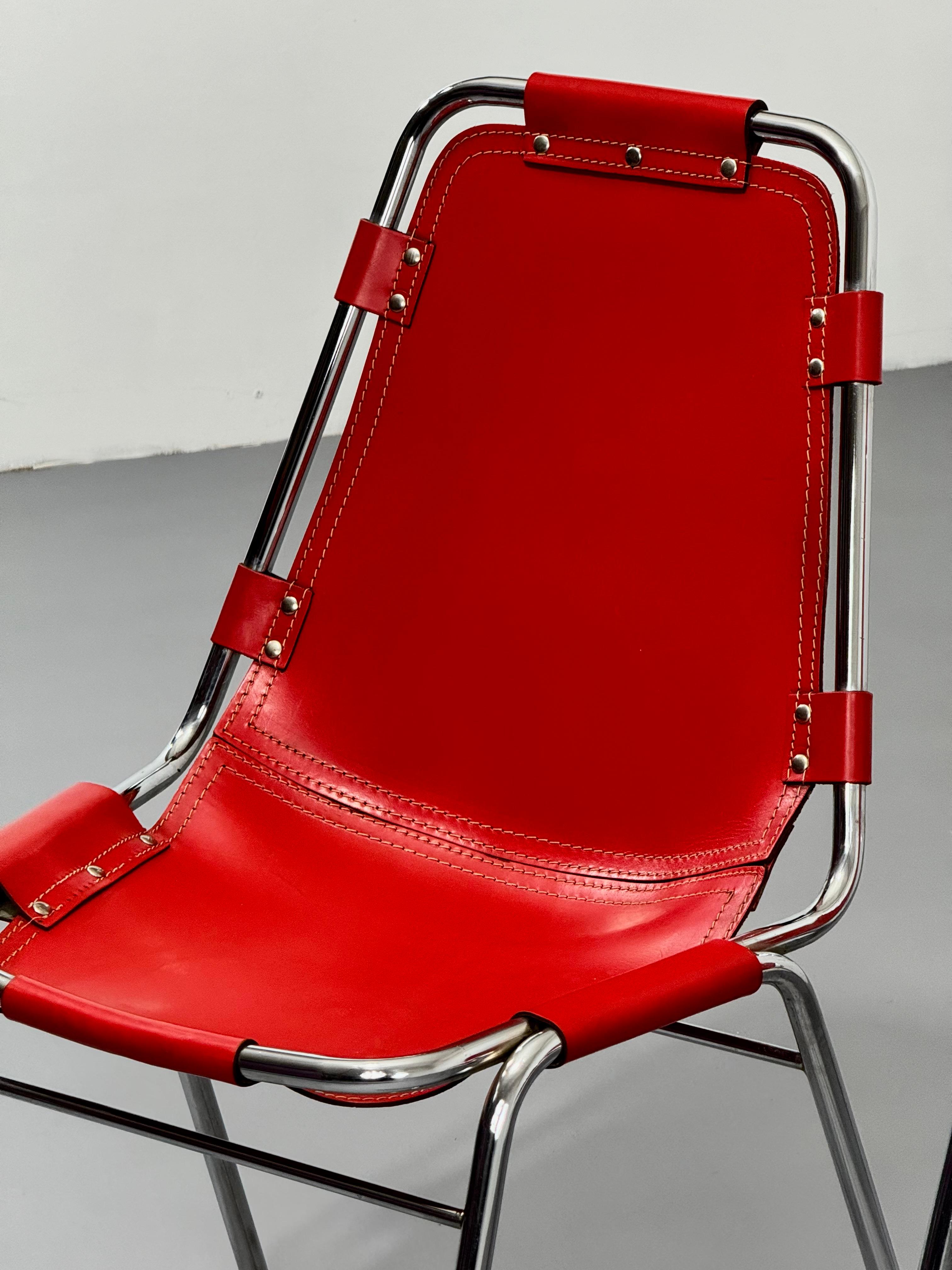 Esszimmerstühle Les Arcs von DalVera für les Arcs, Frankreich, 1960er Jahre, rot  (Moderne der Mitte des Jahrhunderts) im Angebot