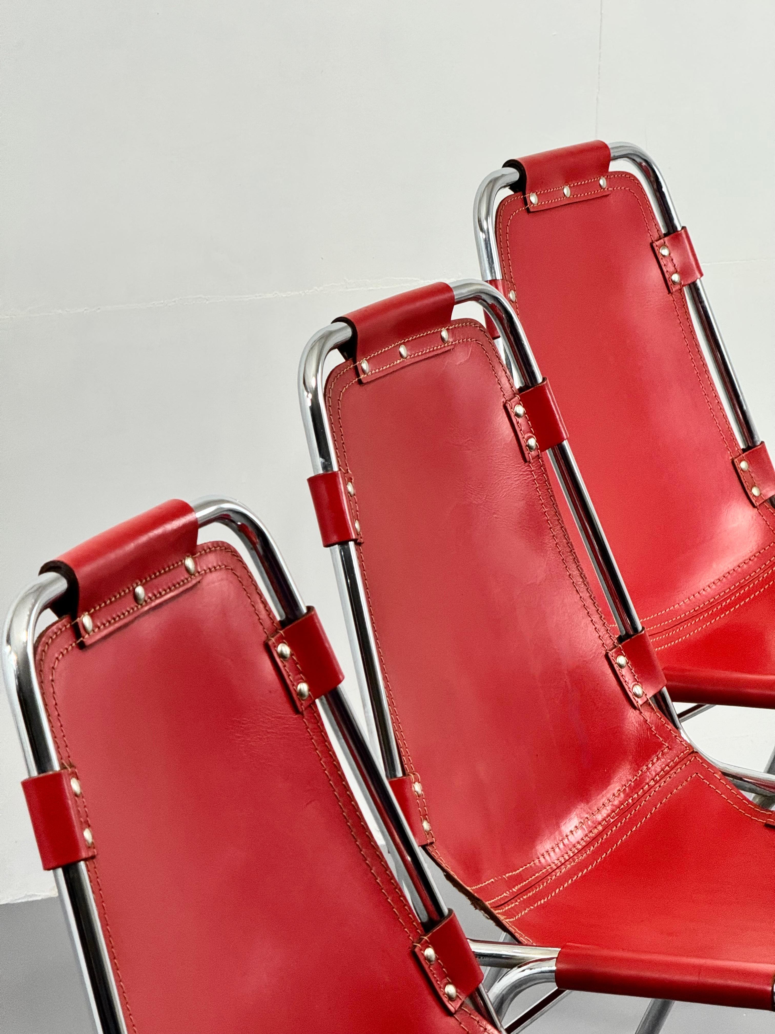 Esszimmerstühle Les Arcs von DalVera für les Arcs, Frankreich, 1960er Jahre, rot  im Zustand „Gut“ im Angebot in Alsdorf, NW