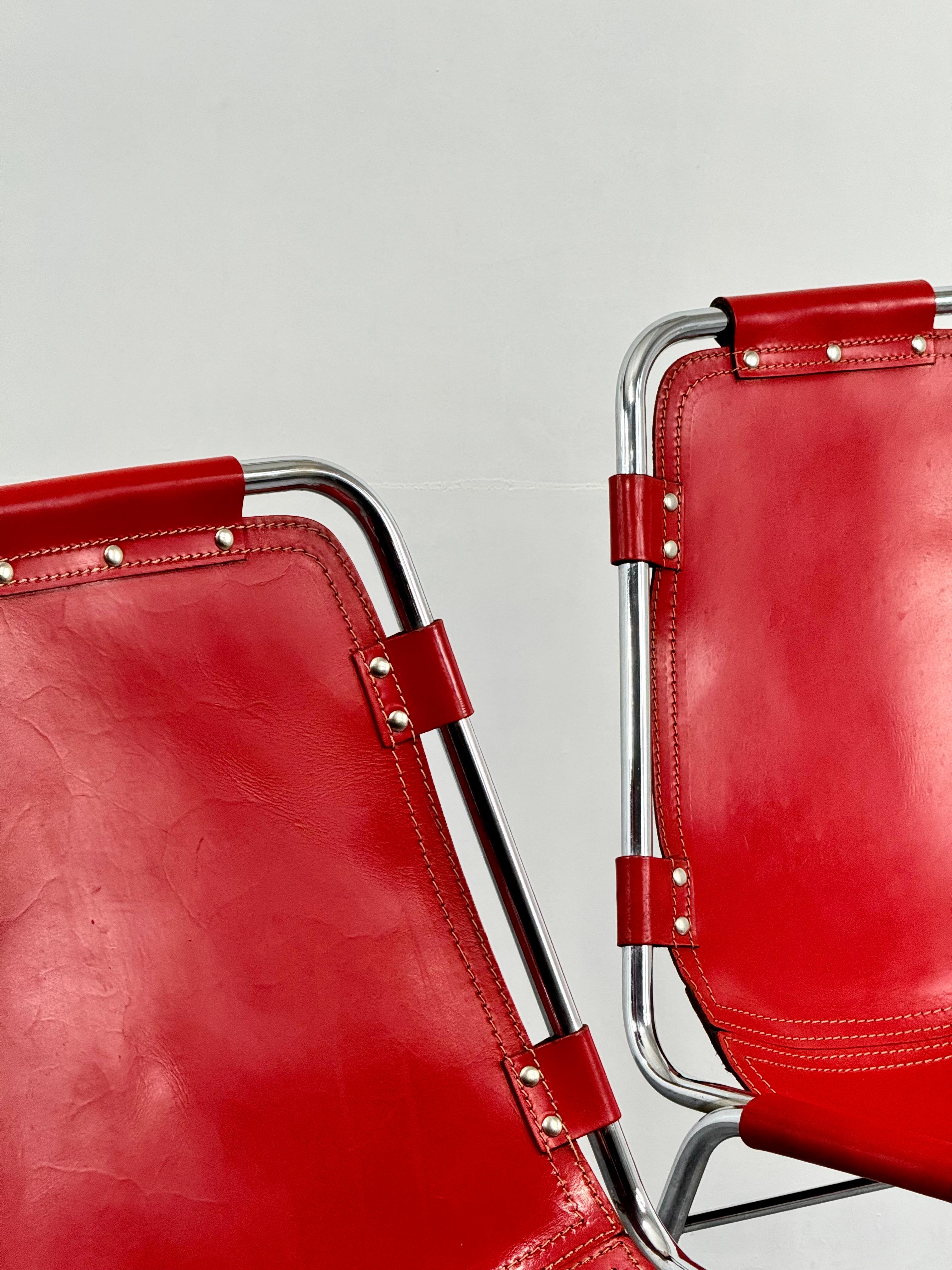 Les Arcs Dining Chairs by DalVera for les Arcs France 1960s red  For Sale 1