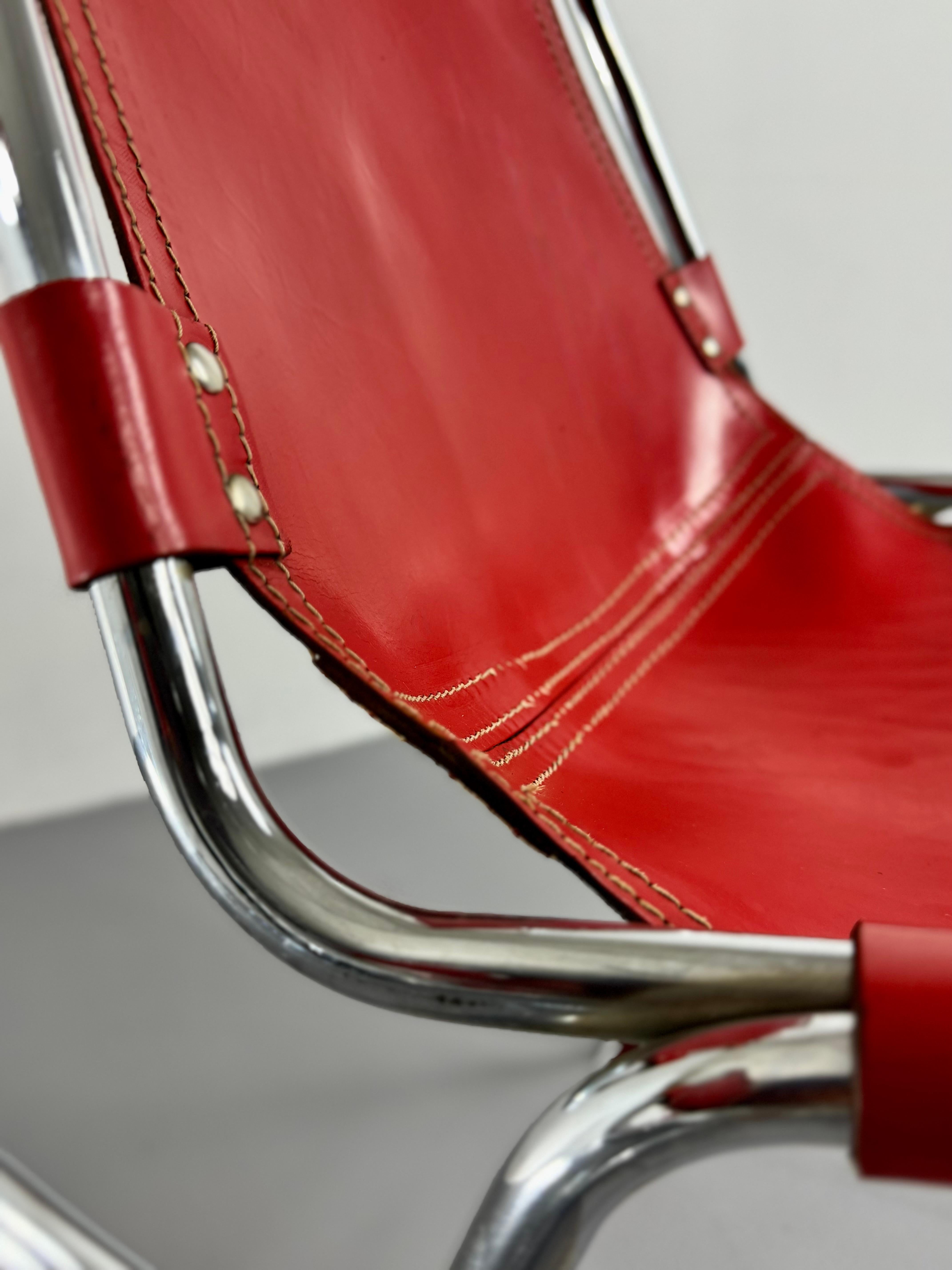 20ième siècle Chaises de salle à manger Les Arcs de DalVera pour les Arcs France rouge des années 1960  en vente