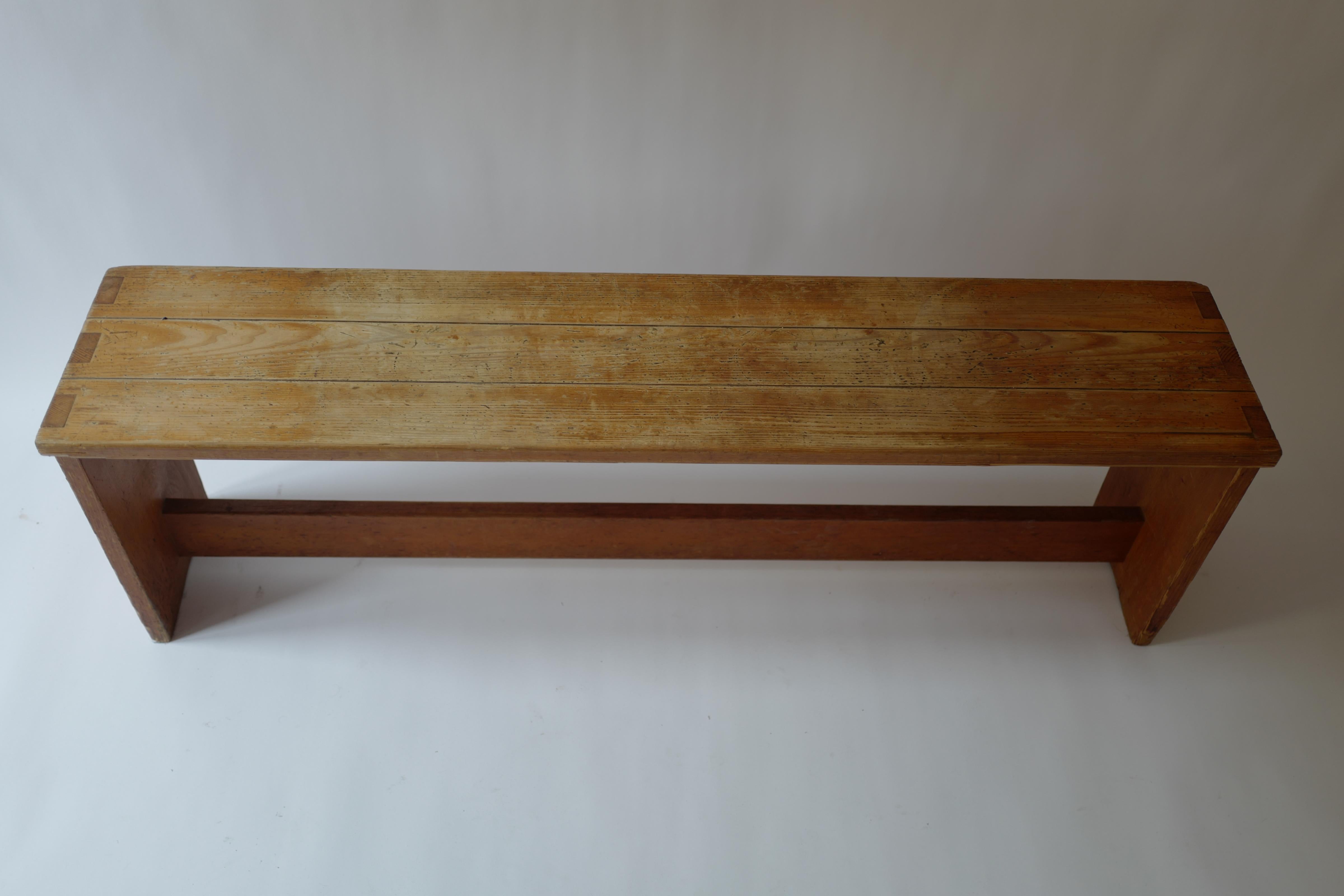 Mid-Century Modern Les Arcs Pine Bench, France 1970's