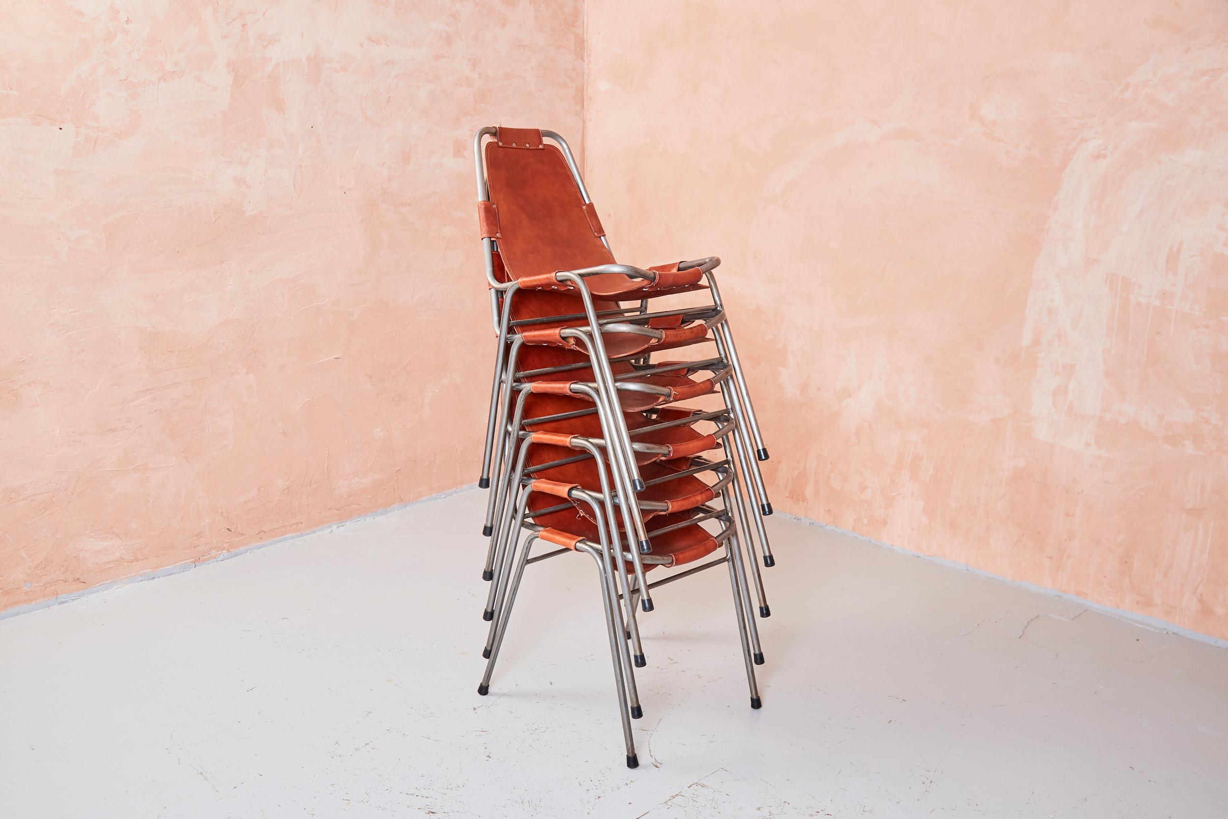 Italian Set of Six Dalvera Chairs, Chosen by Charlotte Perriand for Les Arc