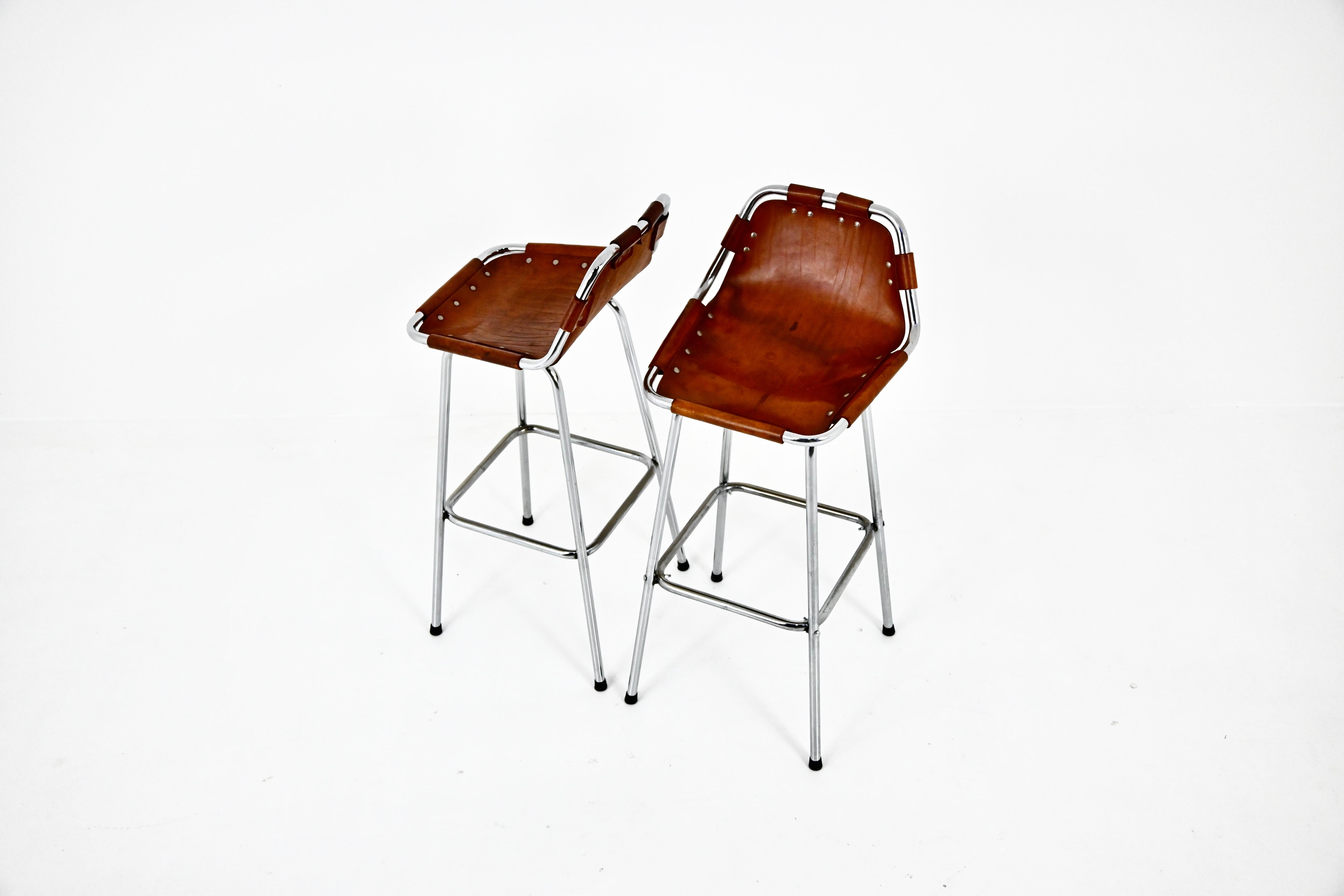 Mid-Century Modern Les Arcs Stools by Charlotte Perriand, 1960s, Set of 2 For Sale