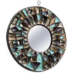 Les Argonautes Ceramic Blue Brown White Large Mirror, Midcentury, 1950s, France