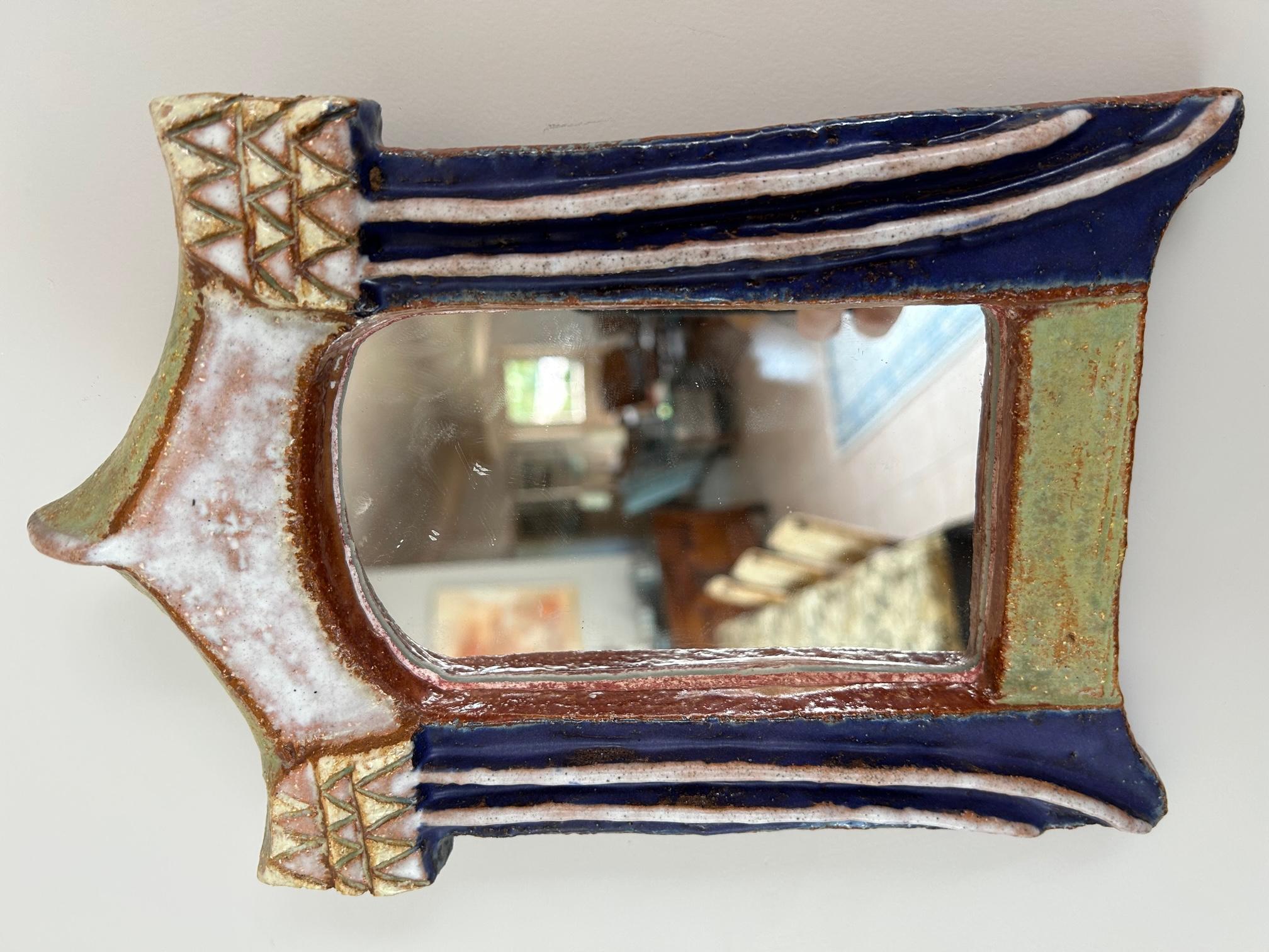 Les Argonautes Ceramic Mirror, France, 1960s In Good Condition For Sale In Paris, FR