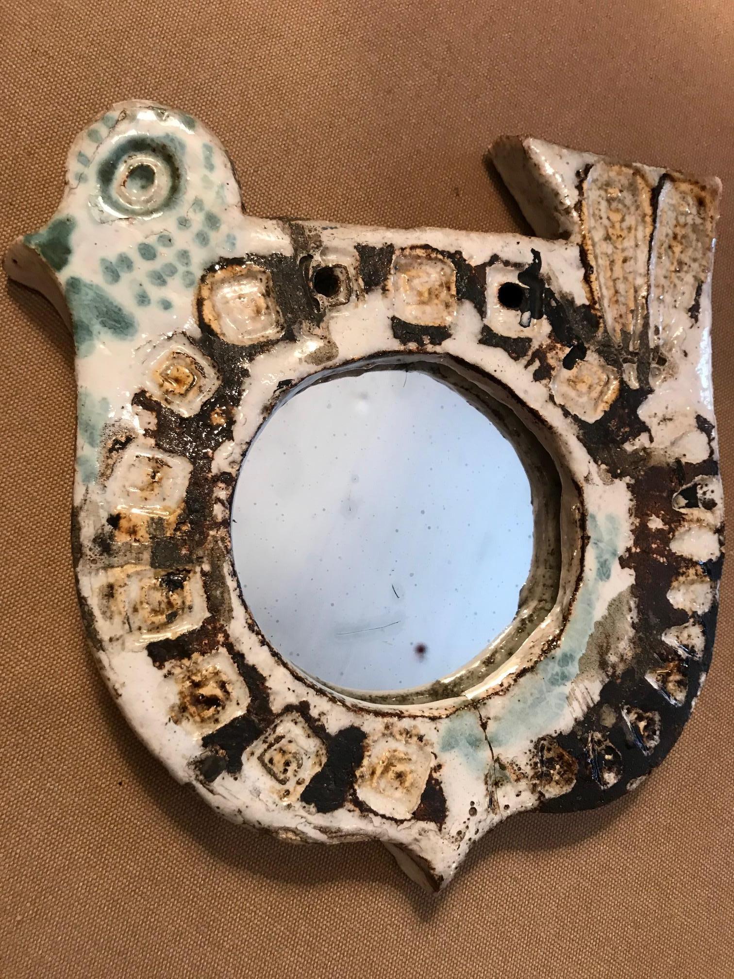 French Ceramic Mirror, France, Vallauris, 1960s
