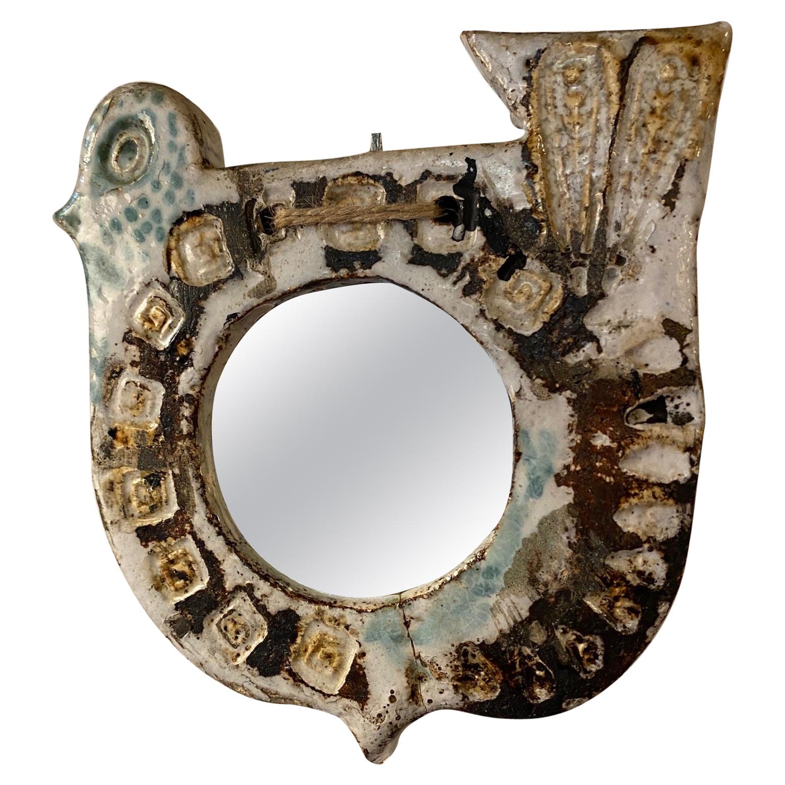 Ceramic Mirror, France, Vallauris, 1960s