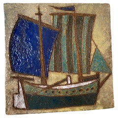 Vintage Les Argonautes Ceramic Panel, France, Vallauris, 1960s