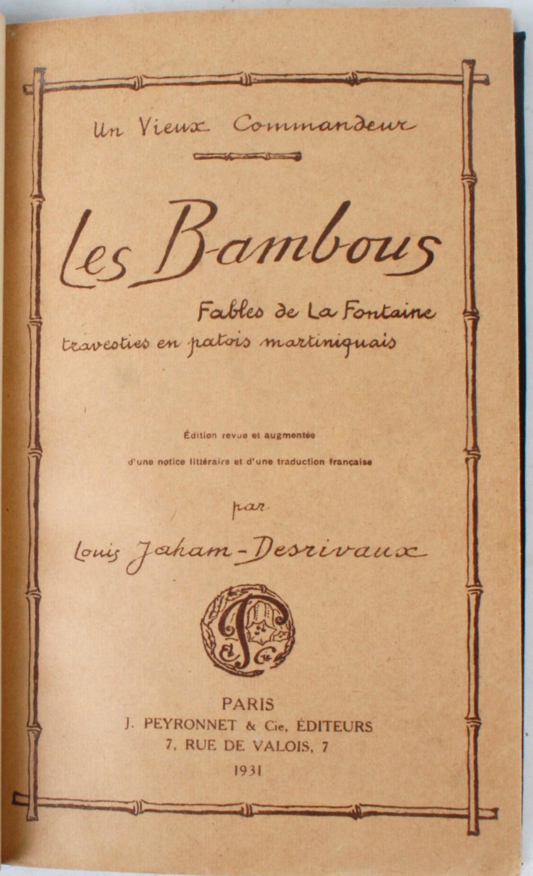 Français Les Bambous : Fables de La Fontaine en vente