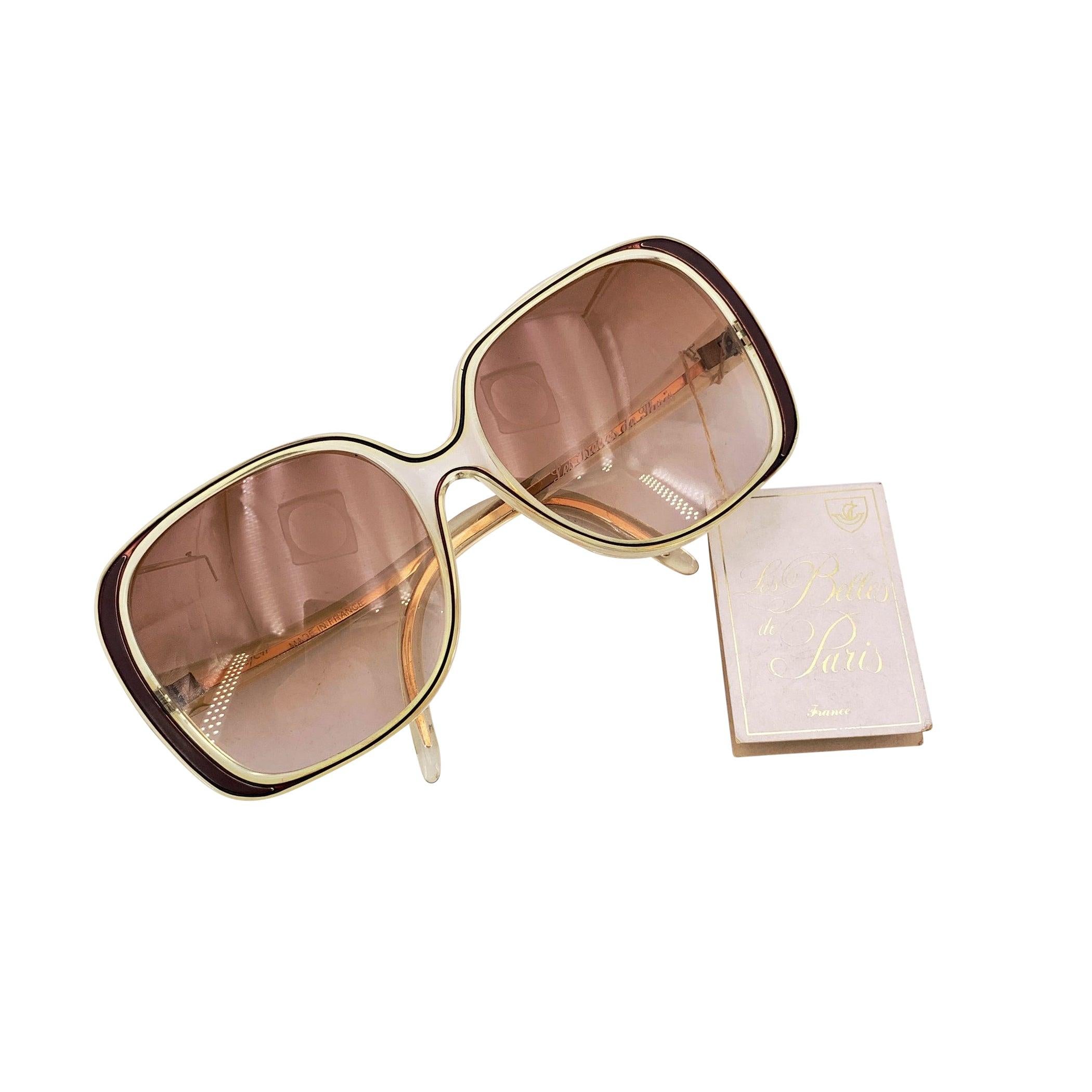 Marron Les Belles de Paris Lunettes de soleil Vintage By Mod. 760/CW 60/15 120mm en vente
