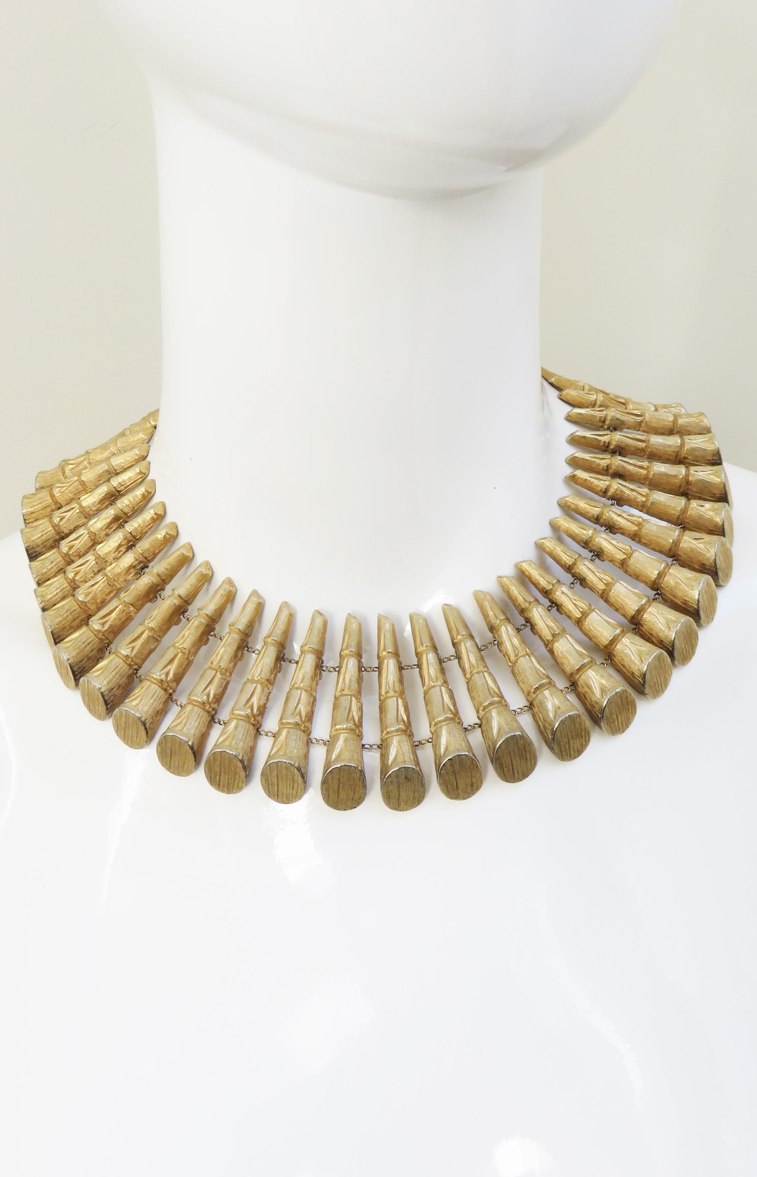 Les Bernard Egyptian Revival Collar Necklace 1970s For Sale 1