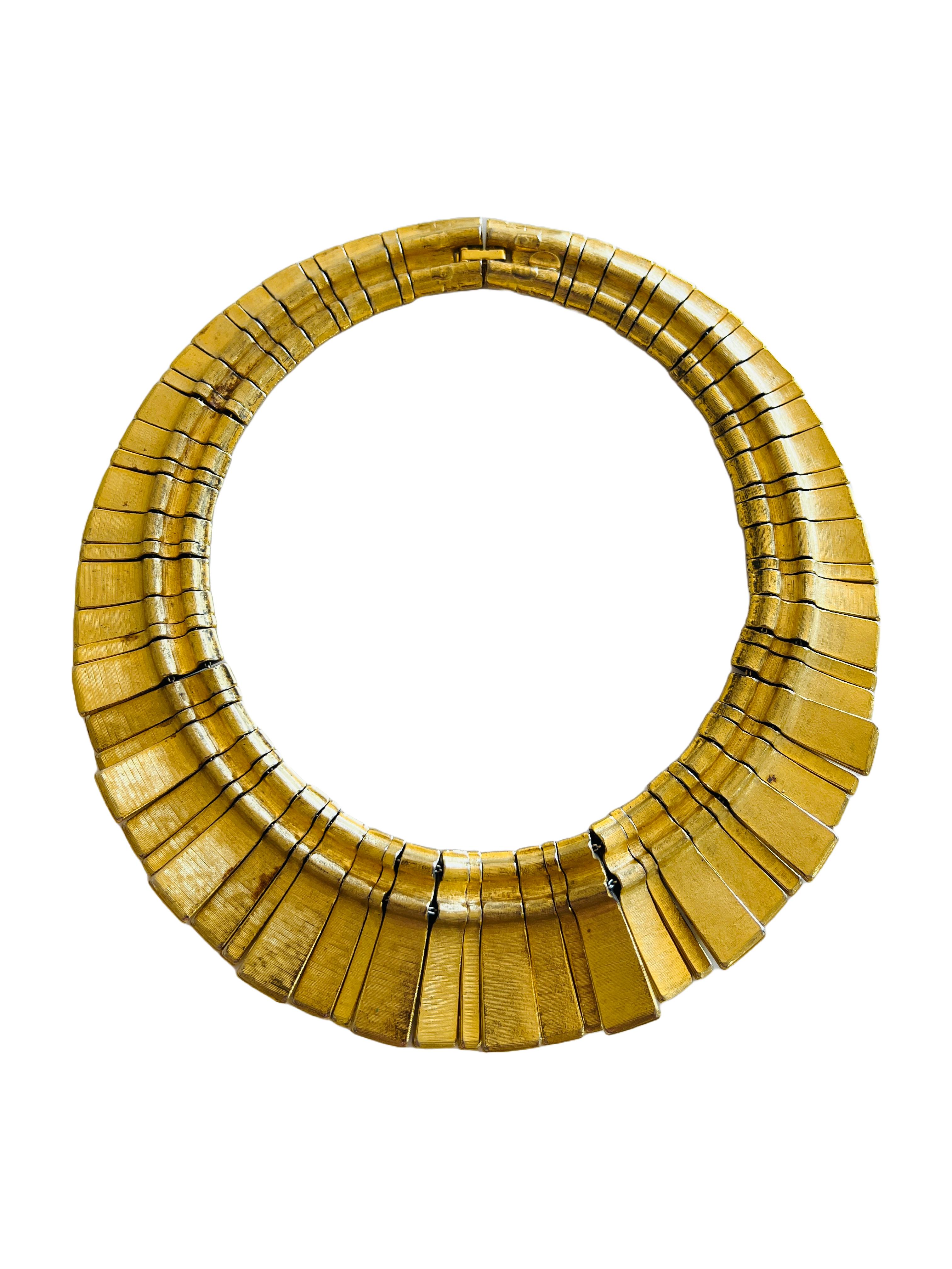 Les Bernard Egyptian Revival Gold Cabochon Choker Collar Necklace Cleopatra In Good Condition In Sausalito, CA