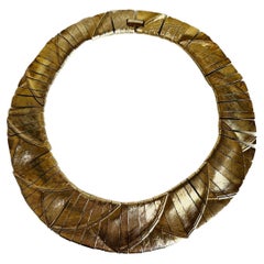 Les Bernard Egyptian Revival Pale Gold Brushed Choker Collar Necklace Cleopatra