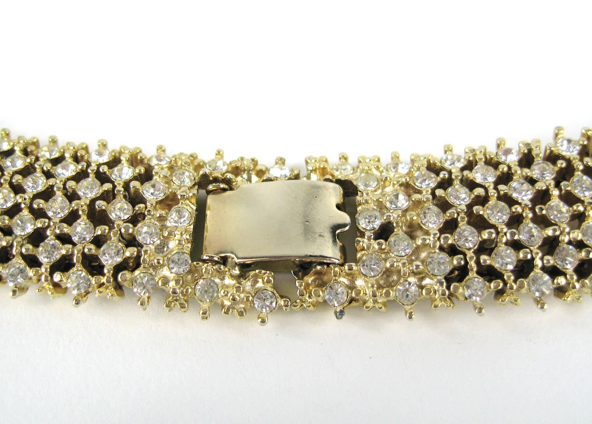  Choker-Halskette aus Kristall mit Kristallverzierung von Les Bernard, nie getragen – Vintage  Damen im Angebot