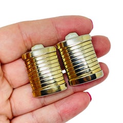 LES BERNARD INC orecchini a clip firmati vintage in tonalità oro