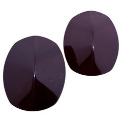 LES BERNARD pendientes de clip de diseño modernista de resina burdeos vintage firmados LES BERNARD pendientes de clip de diseño modernista de resina burdeos vintage firmados