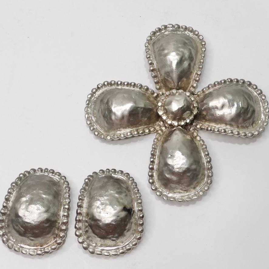 Les Bernard Silver Cross Brooch For Sale 2