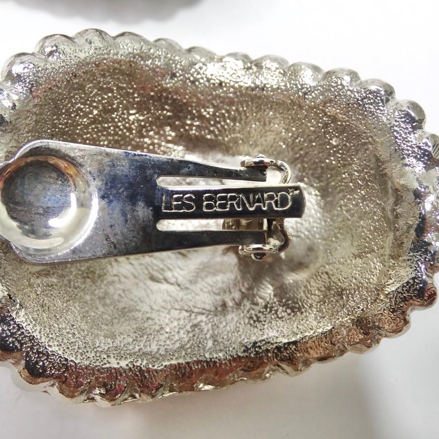 Les Bernard Silver Stud Earrings For Sale 2