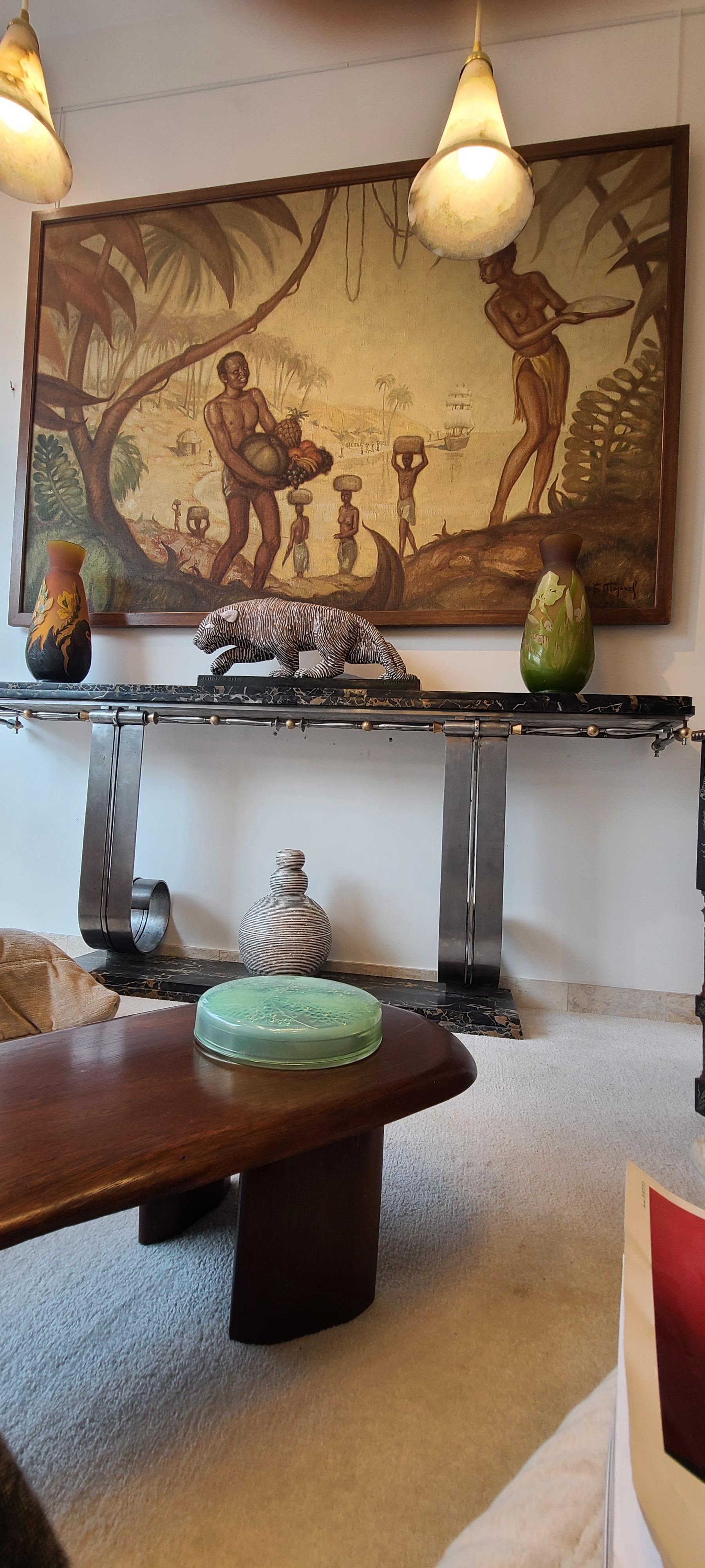 Les Bienfaits de la Nature di F.Majorel (1878-1965) Grande olio su tela in stile Art Déco In condizioni buone in vendita a Saint-Ouen, FR