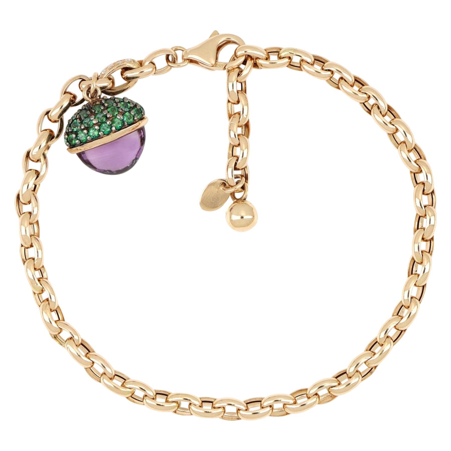 18kt Rose Gold Les Bois Bracelets with Purple Amethyst and Green Topazes