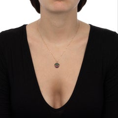 Les Bois Collier en or rose 18 carats avec améthyste violette et topaze verte