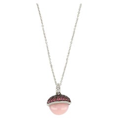 18kt White Gold Les Bois Necklace with Opal and Pink Topazes